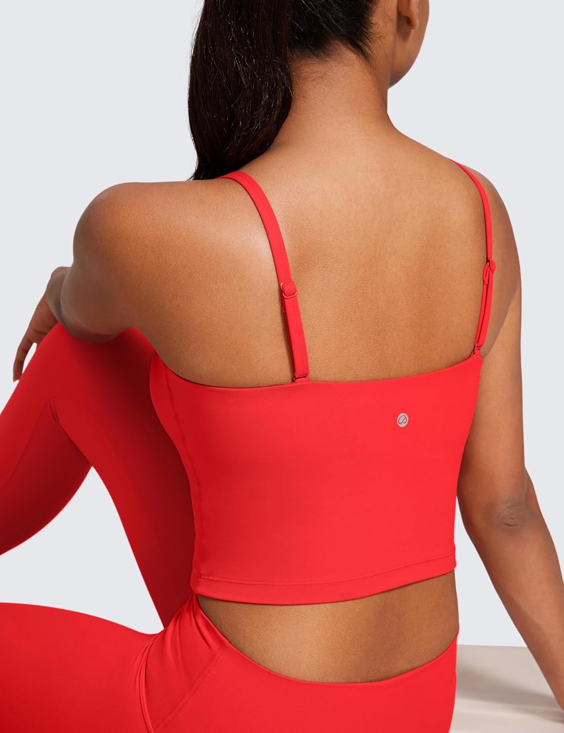 image:imageCRZ YOGA Butterluxe Cami Crop Tank Tops for Women Square Neck Adjustable Padded Longline Sports Bras Workout CamisoleDeep Red