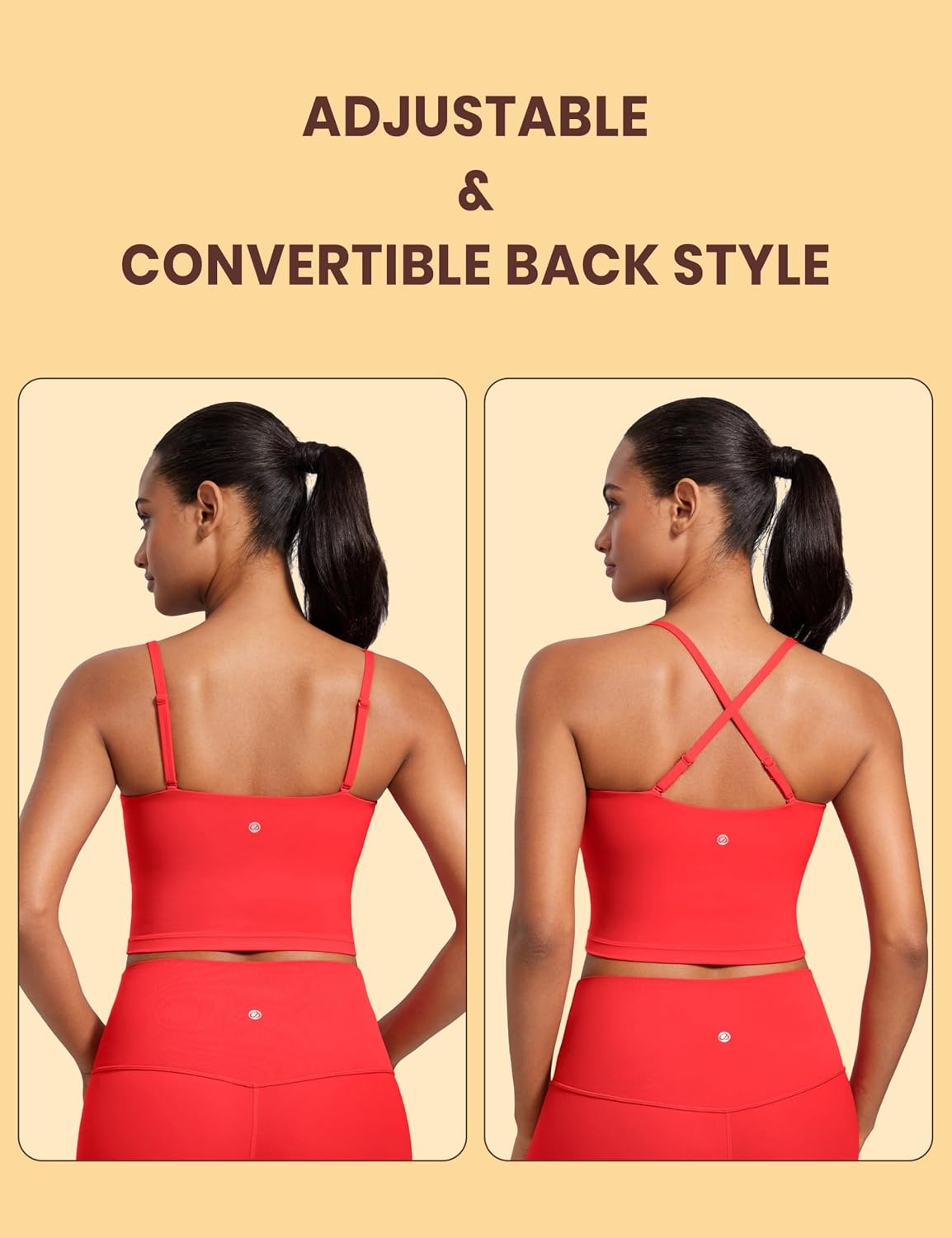 image:imageCRZ YOGA Butterluxe Cami Crop Tank Tops for Women Square Neck Adjustable Padded Longline Sports Bras Workout CamisoleDeep Red