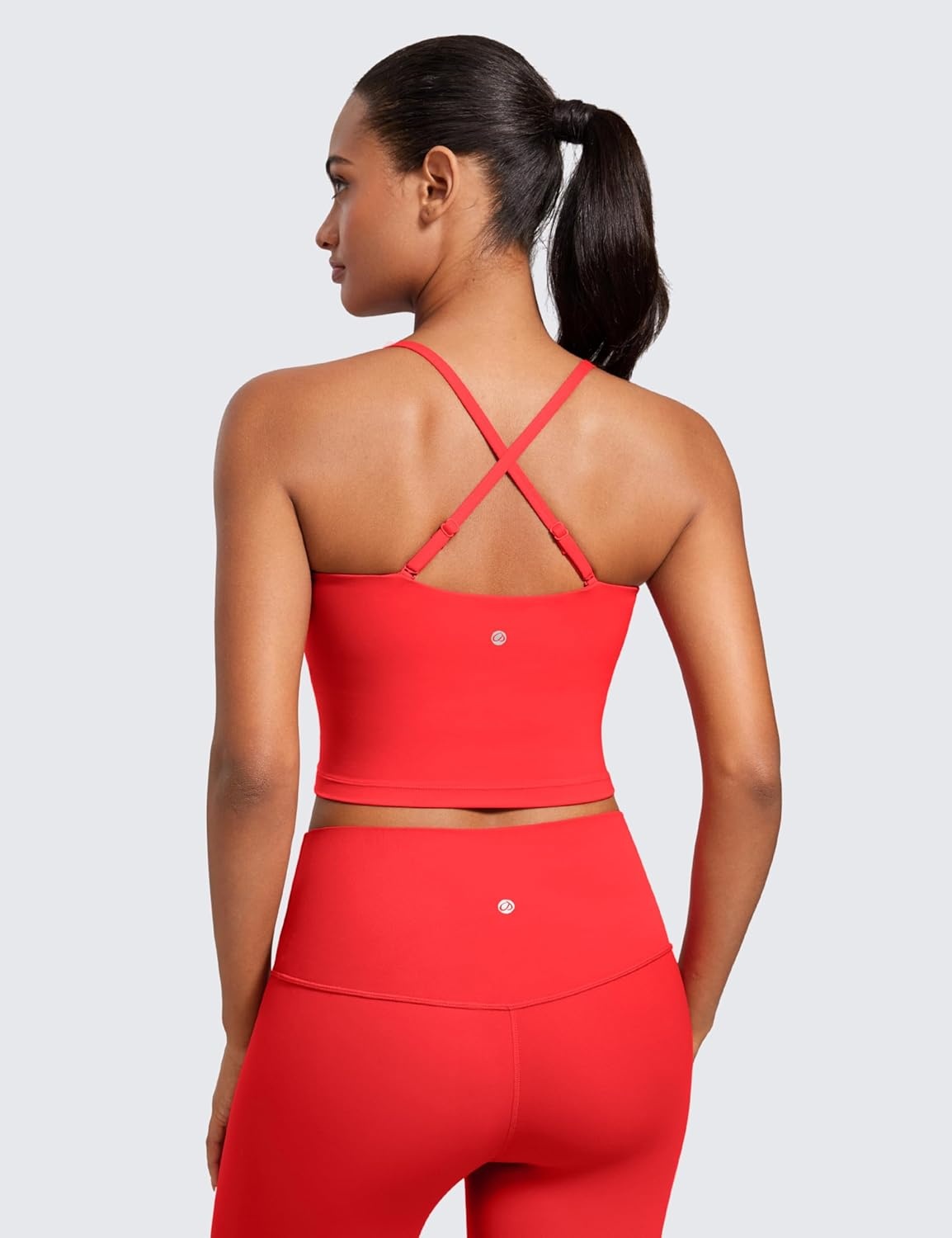 image:imageCRZ YOGA Butterluxe Cami Crop Tank Tops for Women Square Neck Adjustable Padded Longline Sports Bras Workout CamisoleDeep Red