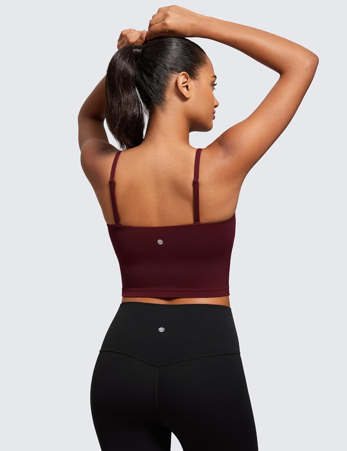 image:imageCRZ YOGA Butterluxe Cami Crop Tank Tops for Women Square Neck Adjustable Padded Longline Sports Bras Workout CamisoleRed Merlot