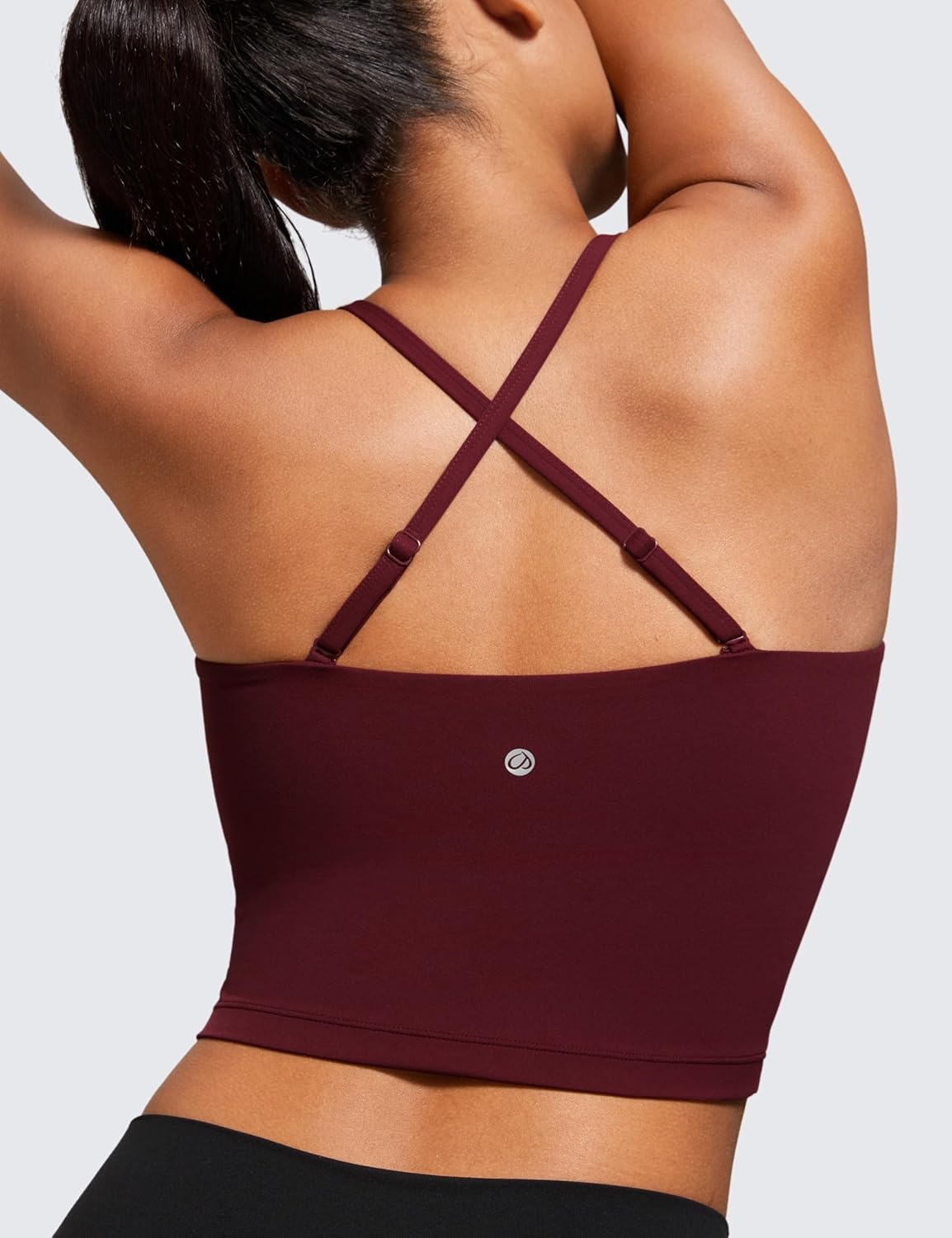 image:imageCRZ YOGA Butterluxe Cami Crop Tank Tops for Women Square Neck Adjustable Padded Longline Sports Bras Workout CamisoleRed Merlot