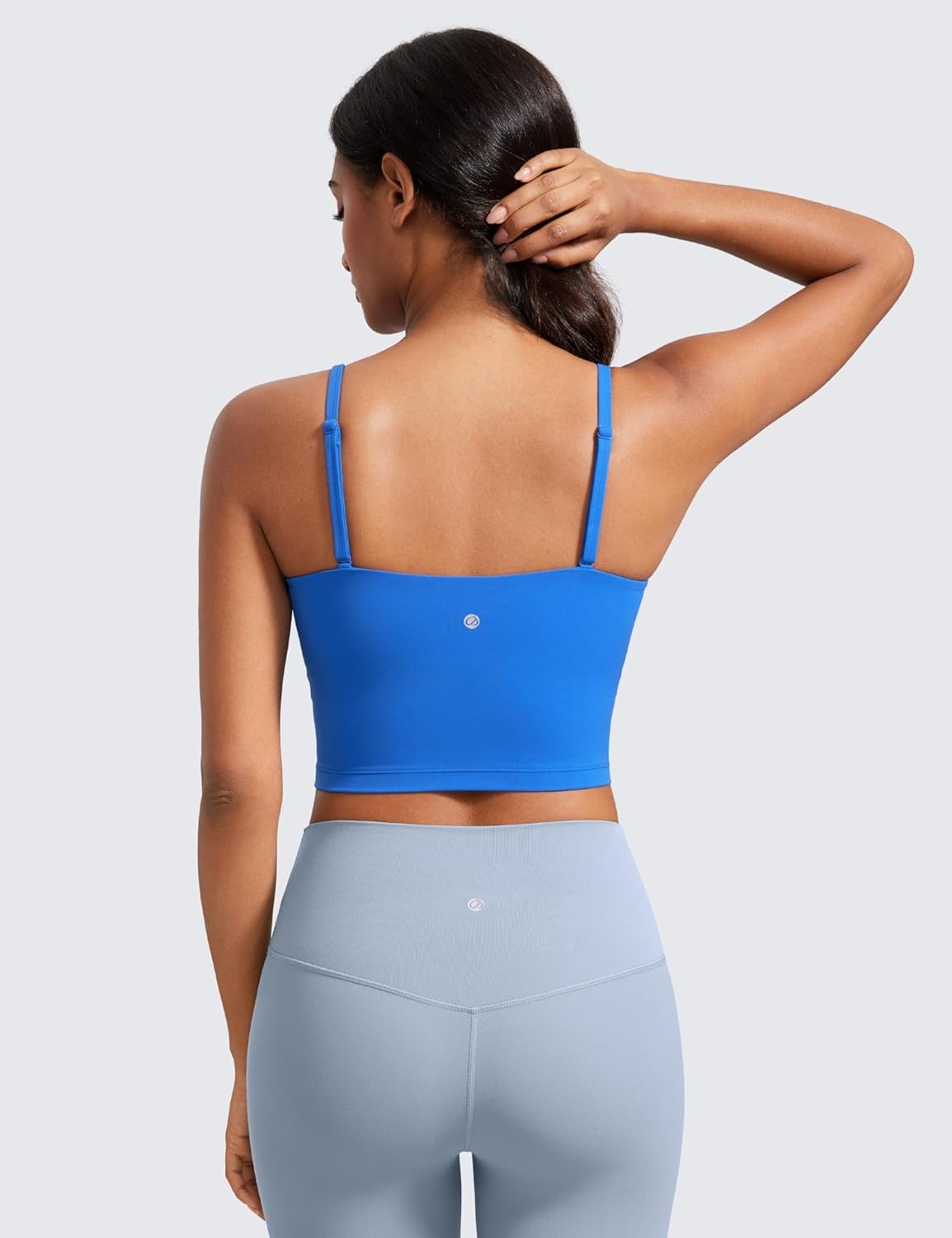 image:imageCRZ YOGA Butterluxe Cami Crop Tank Tops for Women Square Neck Adjustable Padded Longline Sports Bras Workout CamisoleSparkle Blue