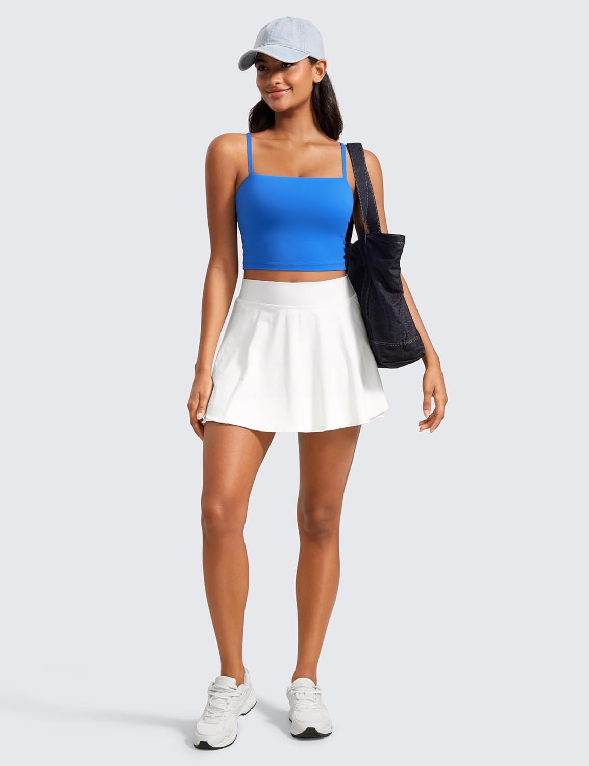 image:imageCRZ YOGA Butterluxe Cami Crop Tank Tops for Women Square Neck Adjustable Padded Longline Sports Bras Workout CamisoleSparkle Blue