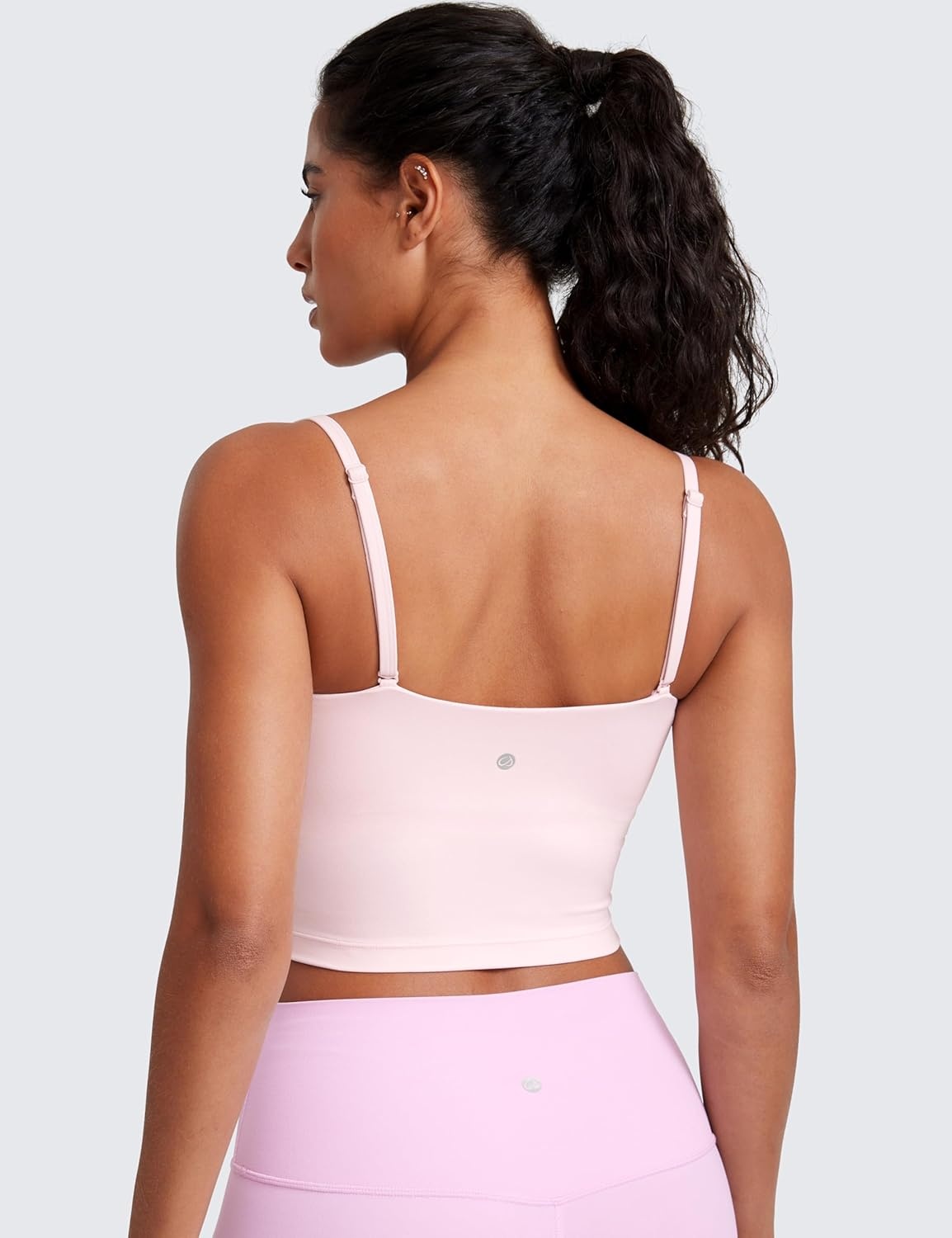 image:imageCRZ YOGA Butterluxe Cami Crop Tank Tops for Women Square Neck Adjustable Padded Longline Sports Bras Workout CamisoleStrawberry Pink