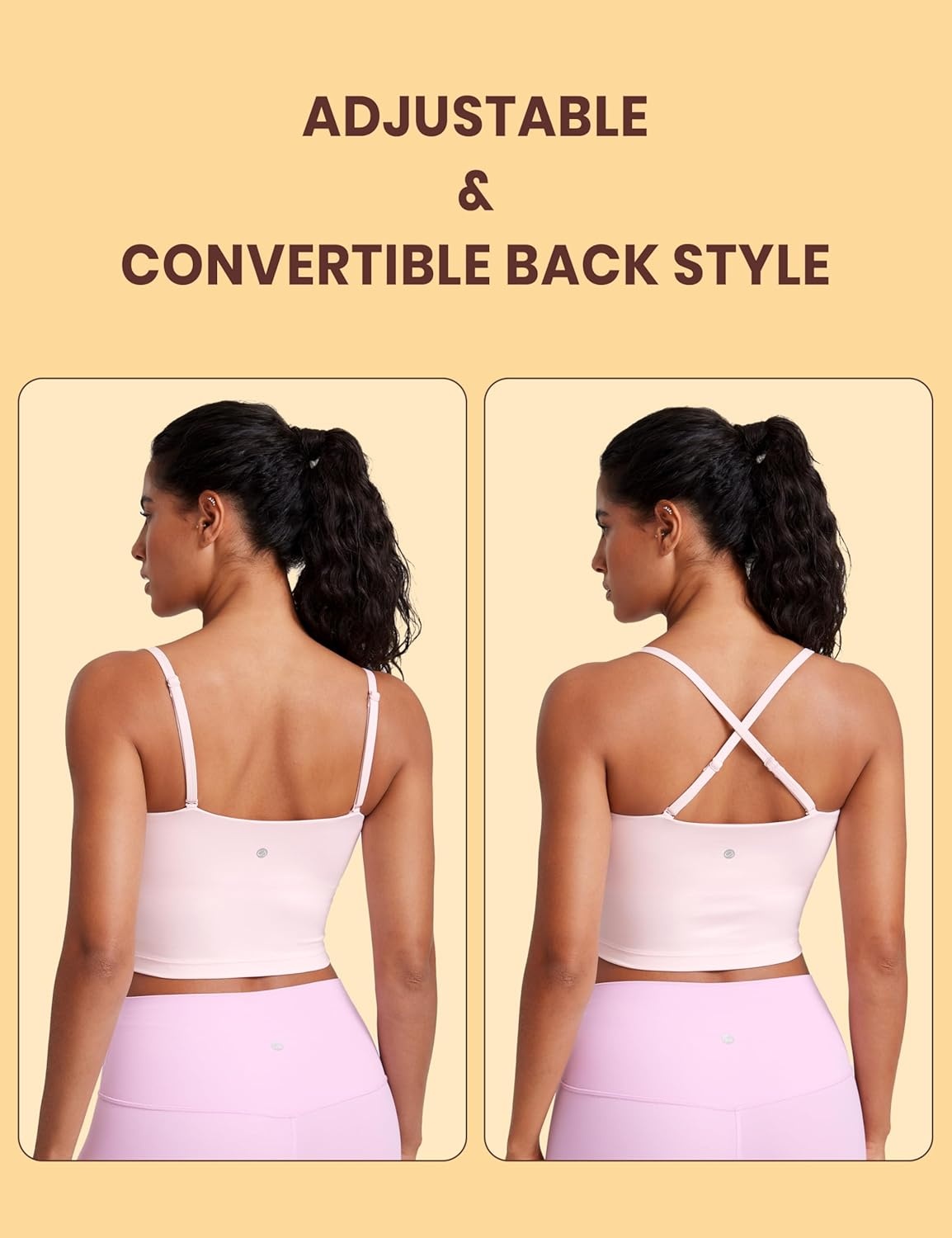 image:imageCRZ YOGA Butterluxe Cami Crop Tank Tops for Women Square Neck Adjustable Padded Longline Sports Bras Workout CamisoleStrawberry Pink