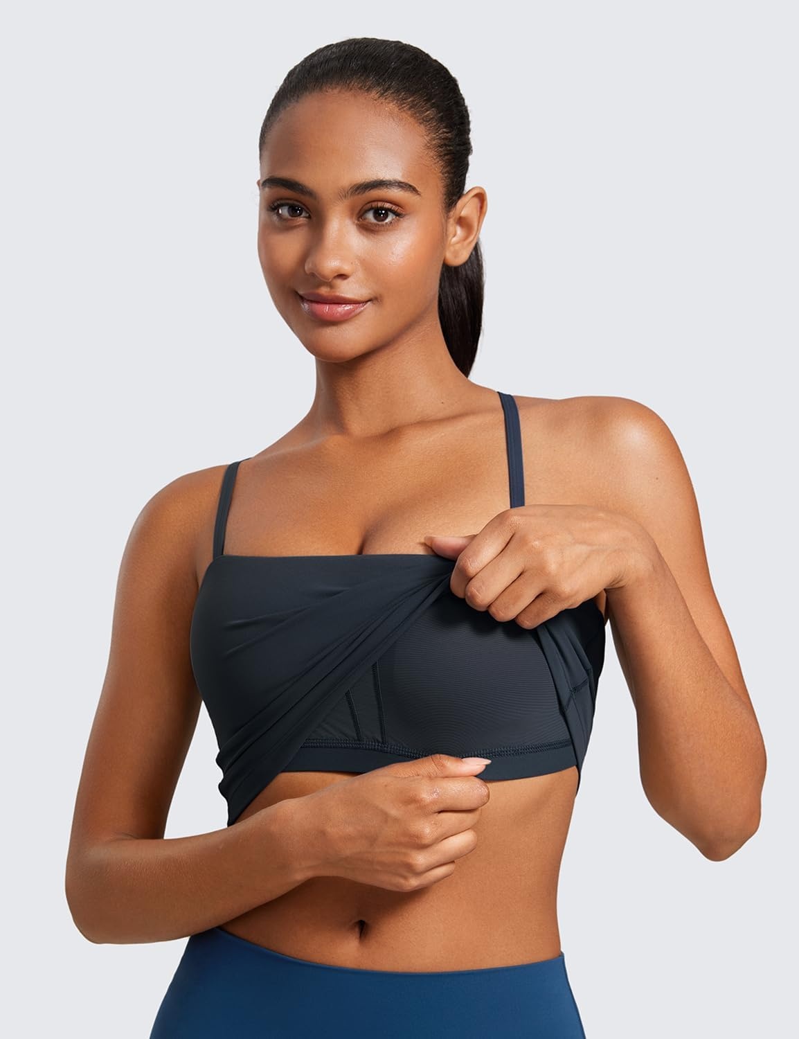 image:imageCRZ YOGA Butterluxe Cami Crop Tank Tops for Women Square Neck Adjustable Padded Longline Sports Bras Workout CamisoleTrue Navy
