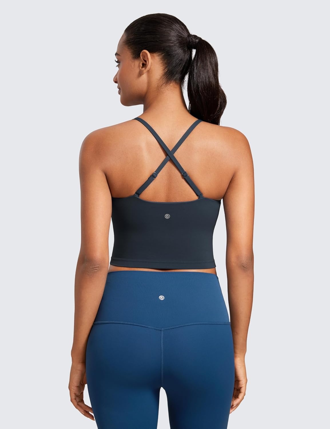 image:imageCRZ YOGA Butterluxe Cami Crop Tank Tops for Women Square Neck Adjustable Padded Longline Sports Bras Workout CamisoleTrue Navy