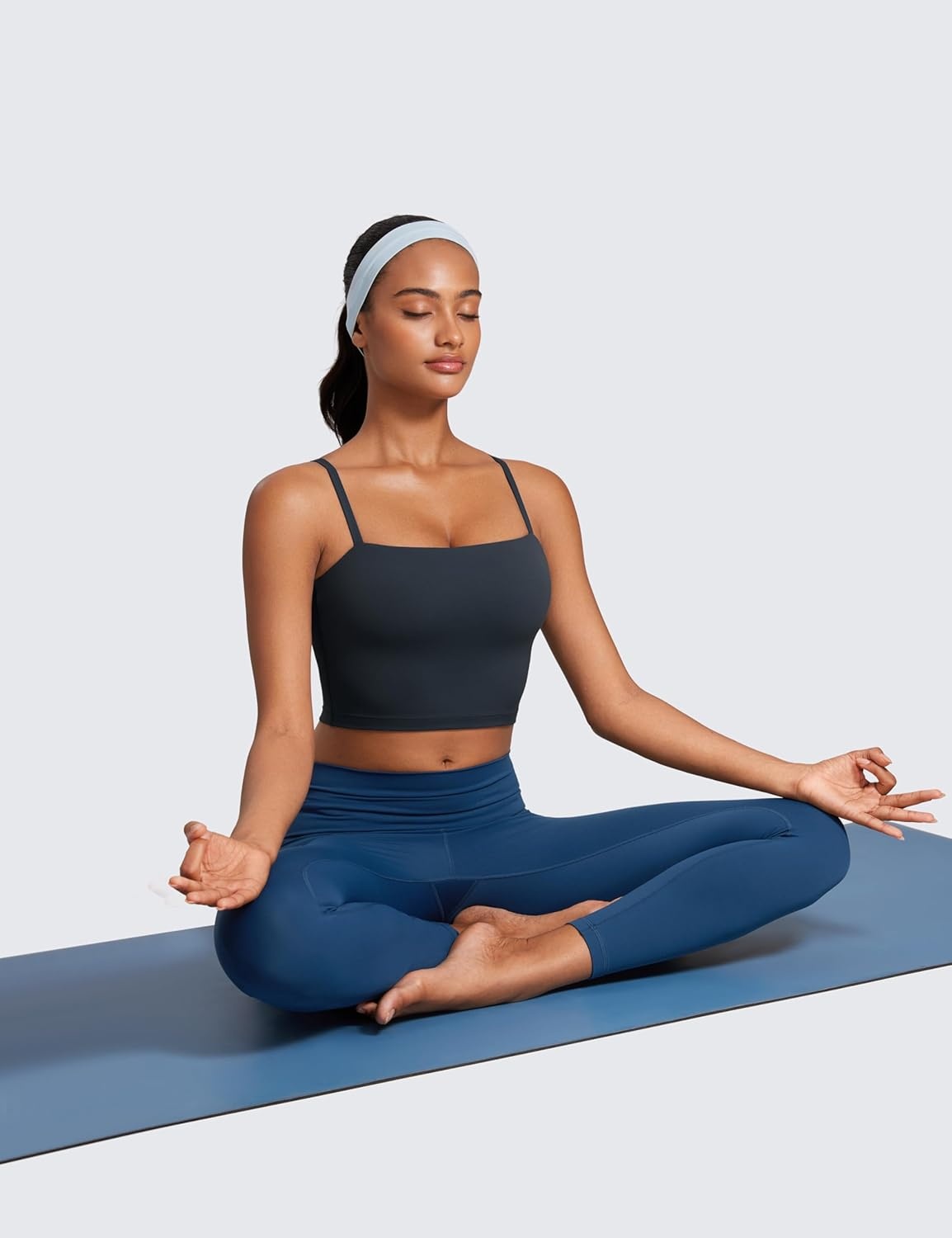 image:imageCRZ YOGA Butterluxe Cami Crop Tank Tops for Women Square Neck Adjustable Padded Longline Sports Bras Workout CamisoleTrue Navy