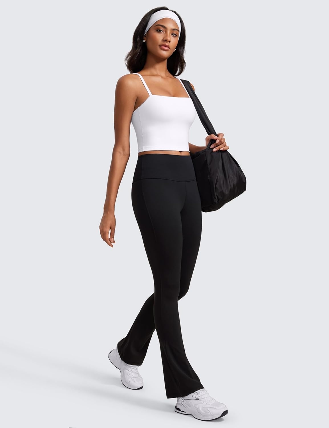 image:imageCRZ YOGA Butterluxe Cami Crop Tank Tops for Women Square Neck Adjustable Padded Longline Sports Bras Workout CamisoleWhite