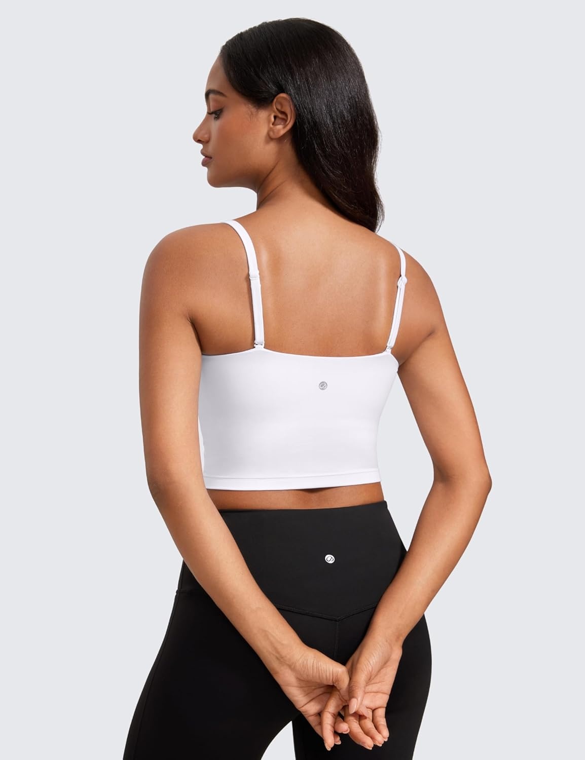 image:imageCRZ YOGA Butterluxe Cami Crop Tank Tops for Women Square Neck Adjustable Padded Longline Sports Bras Workout CamisoleWhite