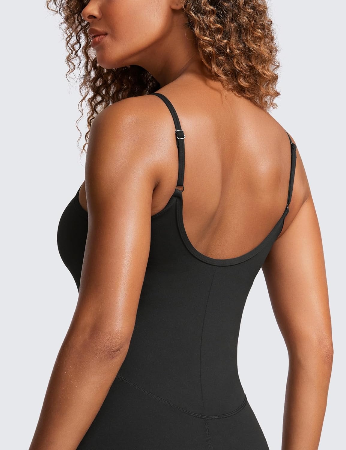 image:imageCRZ YOGA Butterluxe Cami Strap Jumpsuits for Women Adjustable Yoga Workout One Piece Tank Leggings Romper with Builtin BraBlack