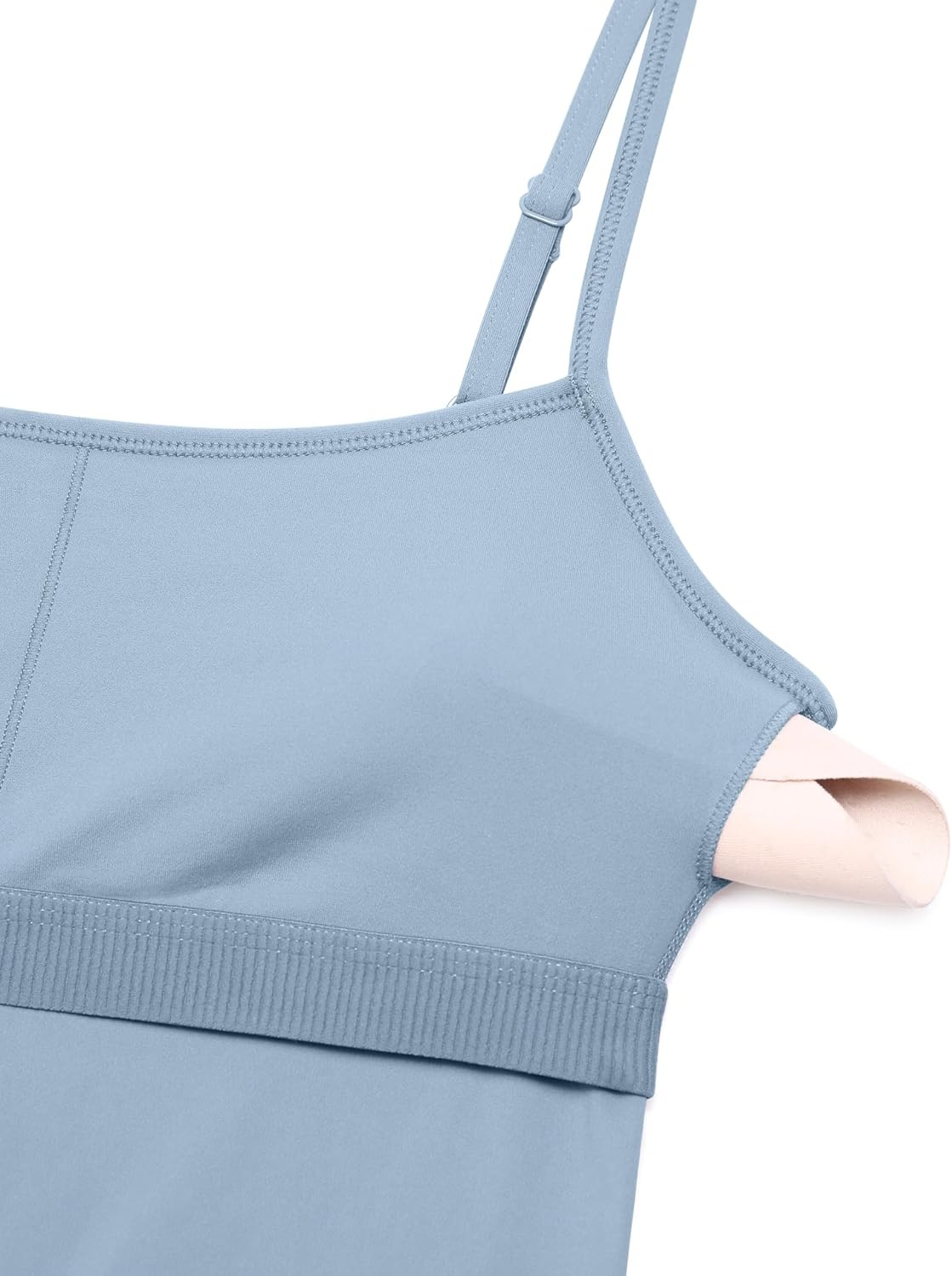 image:imageCRZ YOGA Butterluxe Cami Strap Jumpsuits for Women Adjustable Yoga Workout One Piece Tank Leggings Romper with Builtin BraCambric Blue