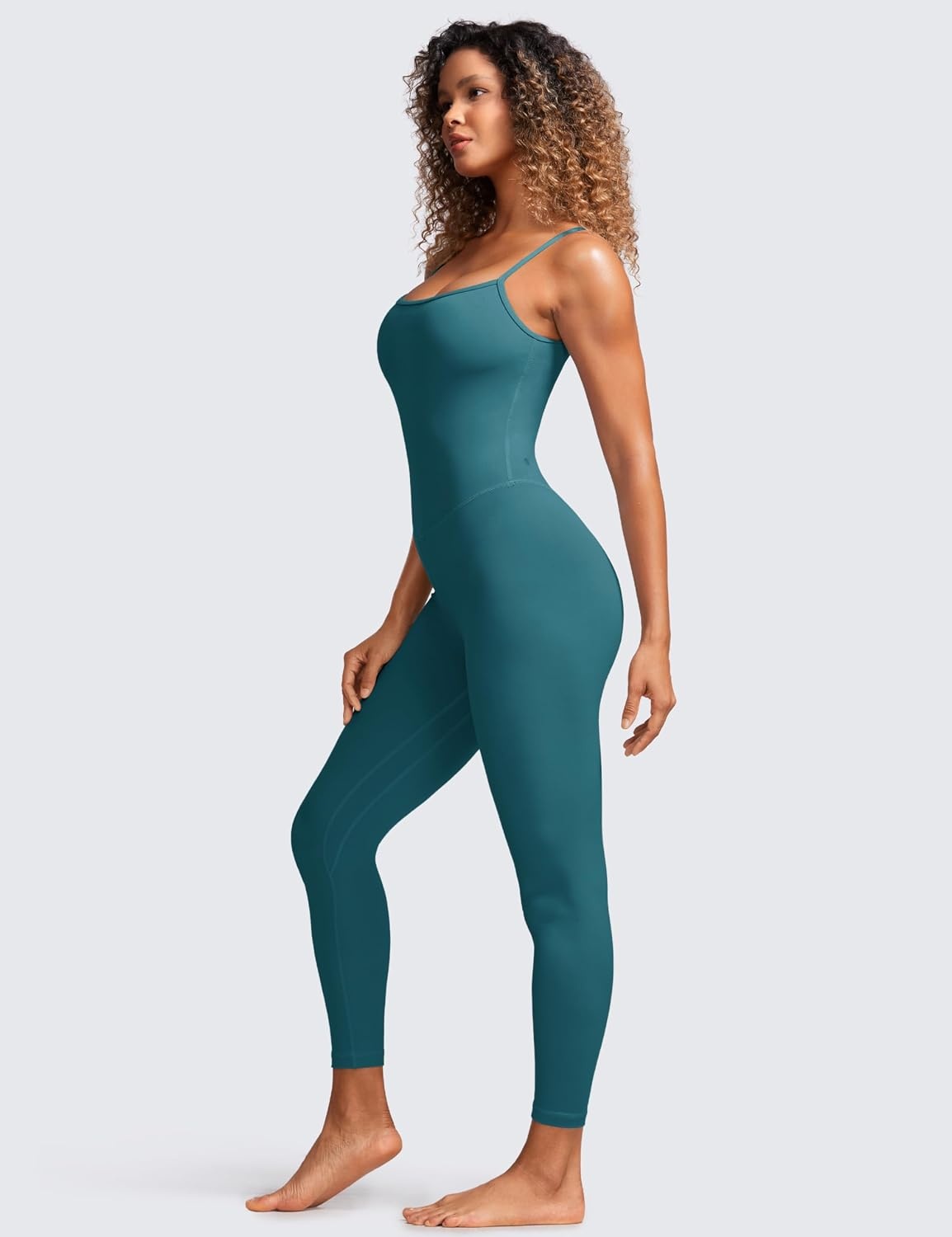 image:imageCRZ YOGA Butterluxe Cami Strap Jumpsuits for Women Adjustable Yoga Workout One Piece Tank Leggings Romper with Builtin BraGreen Jade