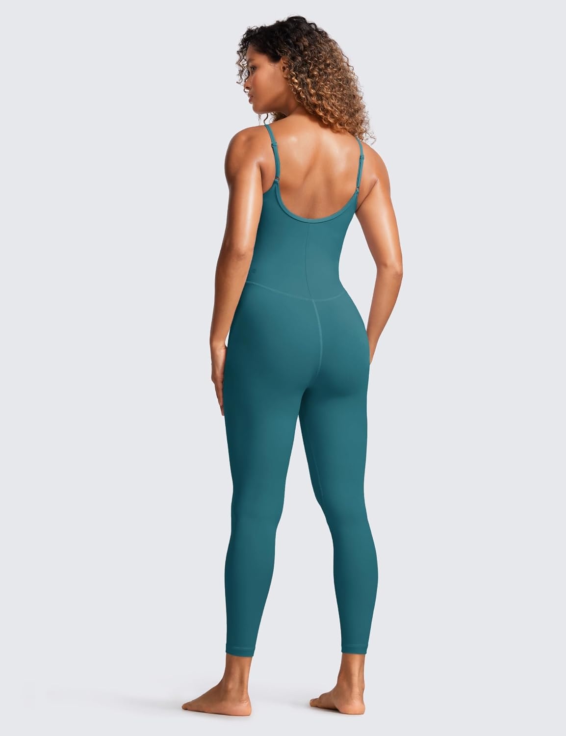 image:imageCRZ YOGA Butterluxe Cami Strap Jumpsuits for Women Adjustable Yoga Workout One Piece Tank Leggings Romper with Builtin BraGreen Jade