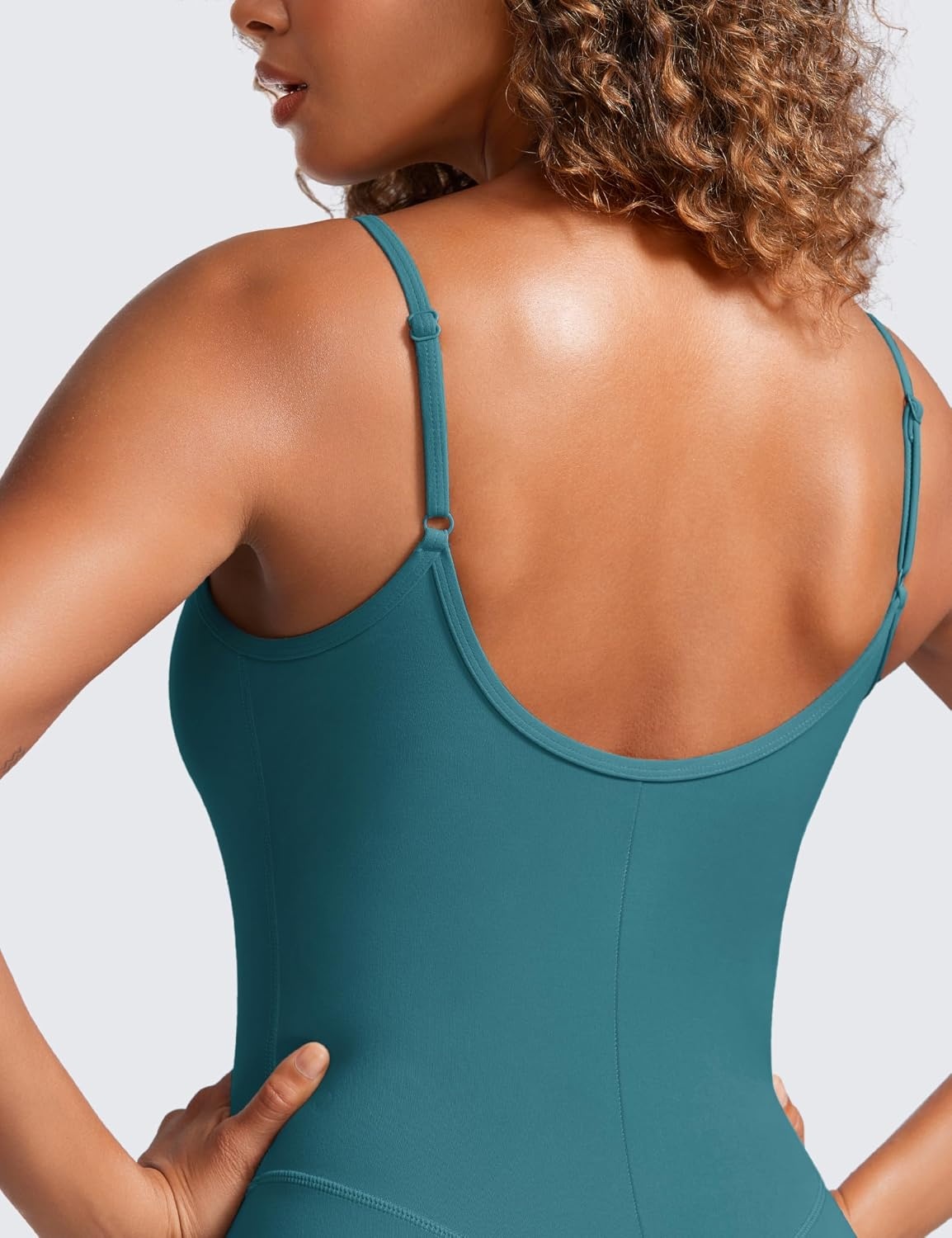 image:imageCRZ YOGA Butterluxe Cami Strap Jumpsuits for Women Adjustable Yoga Workout One Piece Tank Leggings Romper with Builtin BraGreen Jade