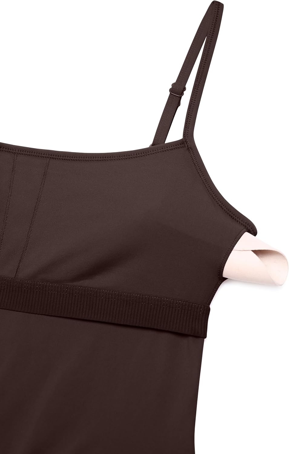 image:imageCRZ YOGA Butterluxe Cami Strap Rompers for Women Adjustable Sleeveless One Piece Yoga Jumpsuits Bodysuit Shorts PaddedHot Fudge Brown