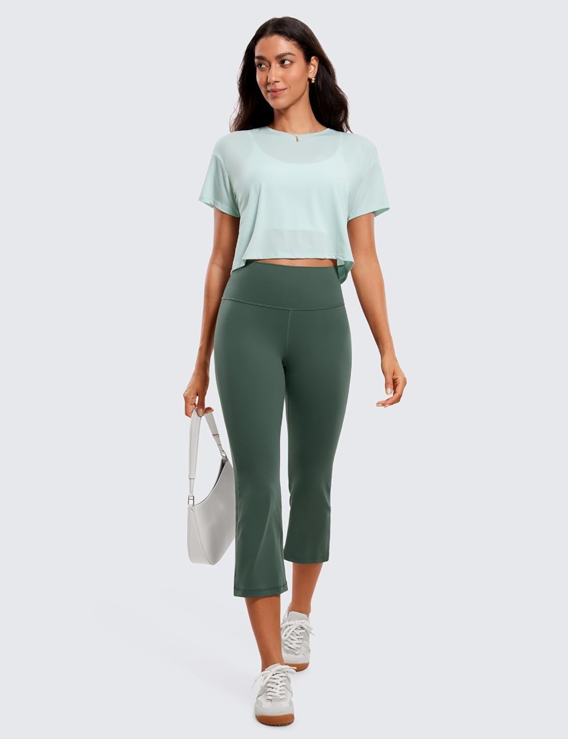 image:imageCRZ YOGA Butterluxe Capris Flare Leggings 23 Bootcut High Waisted Womens Yoga Pants Cropped CasualDark Forest Green