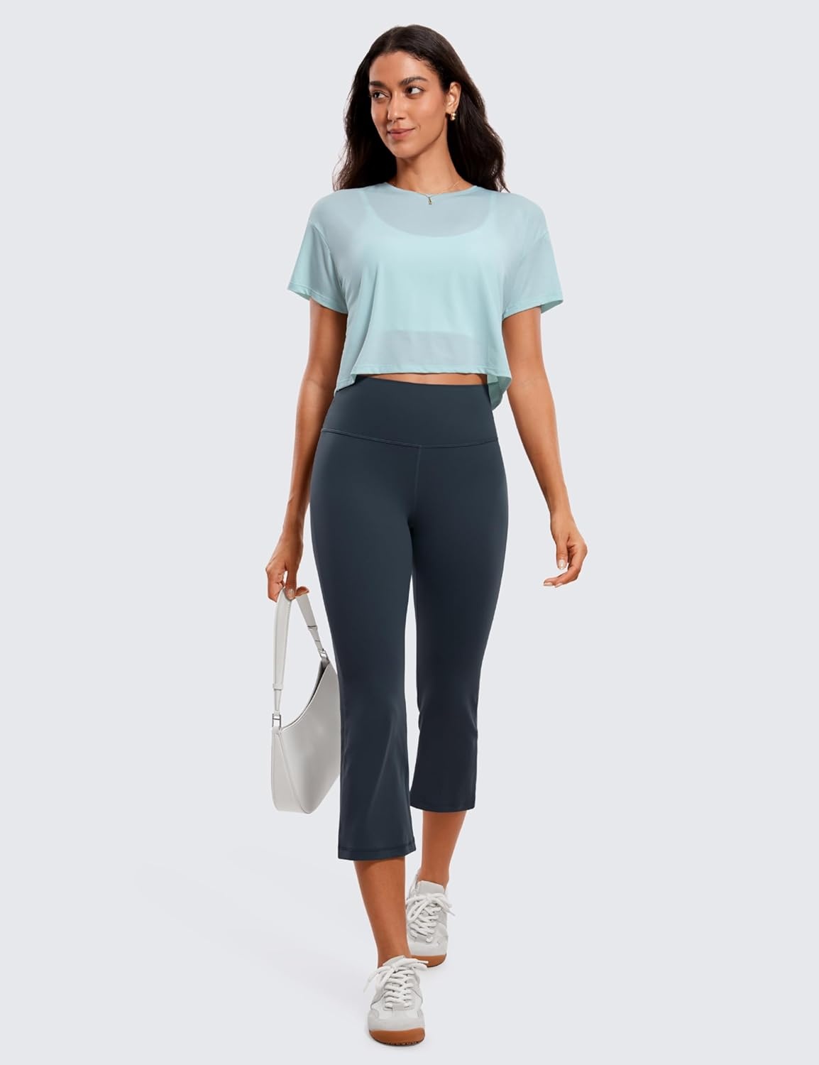 image:imageCRZ YOGA Butterluxe Capris Flare Leggings 23 Bootcut High Waisted Womens Yoga Pants Cropped CasualTrue Navy