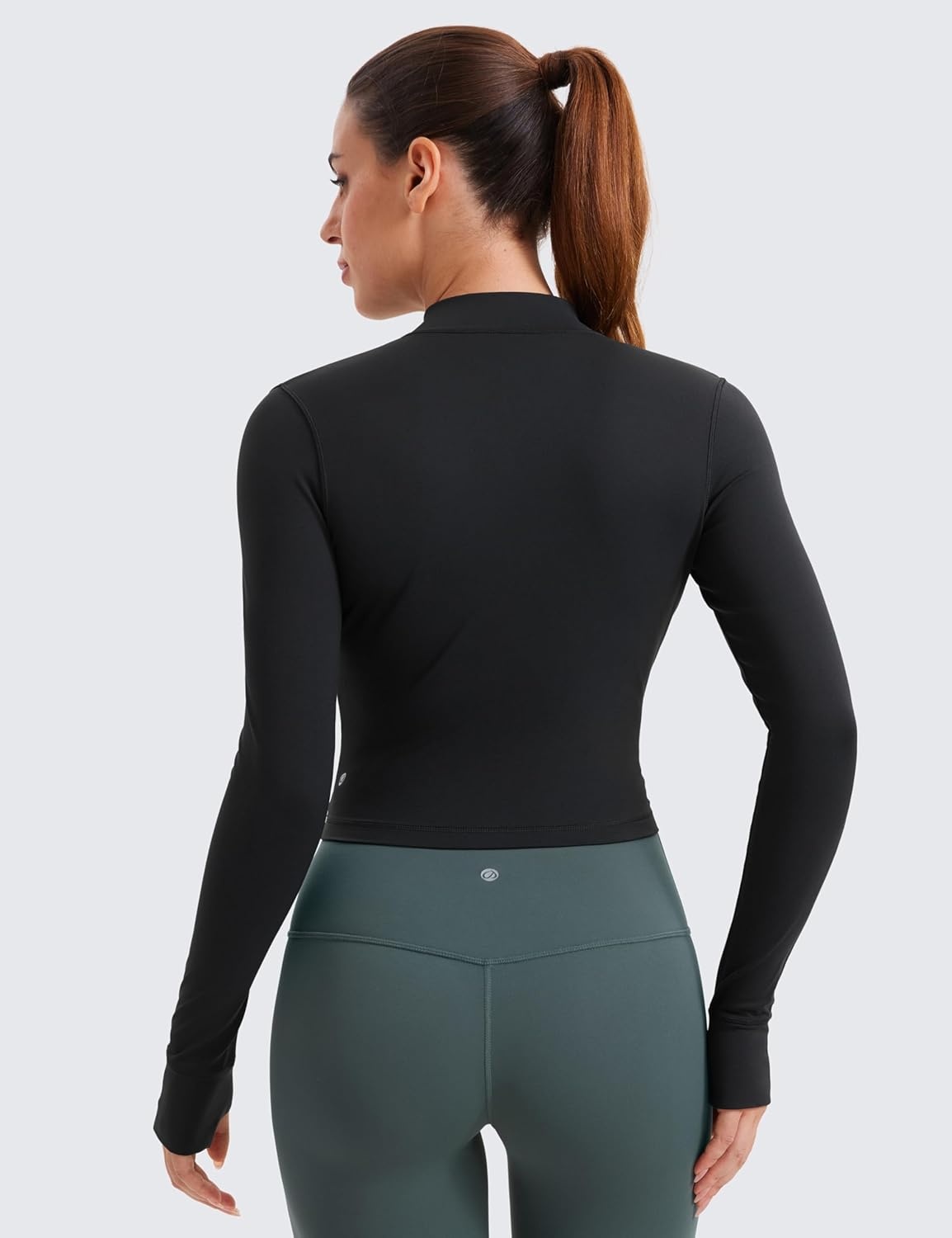 image:imageCRZ YOGA Butterluxe Cropped Athletic Jackets for Women Full Zip Up Track Tops with Thumb Holes PocketsBlack