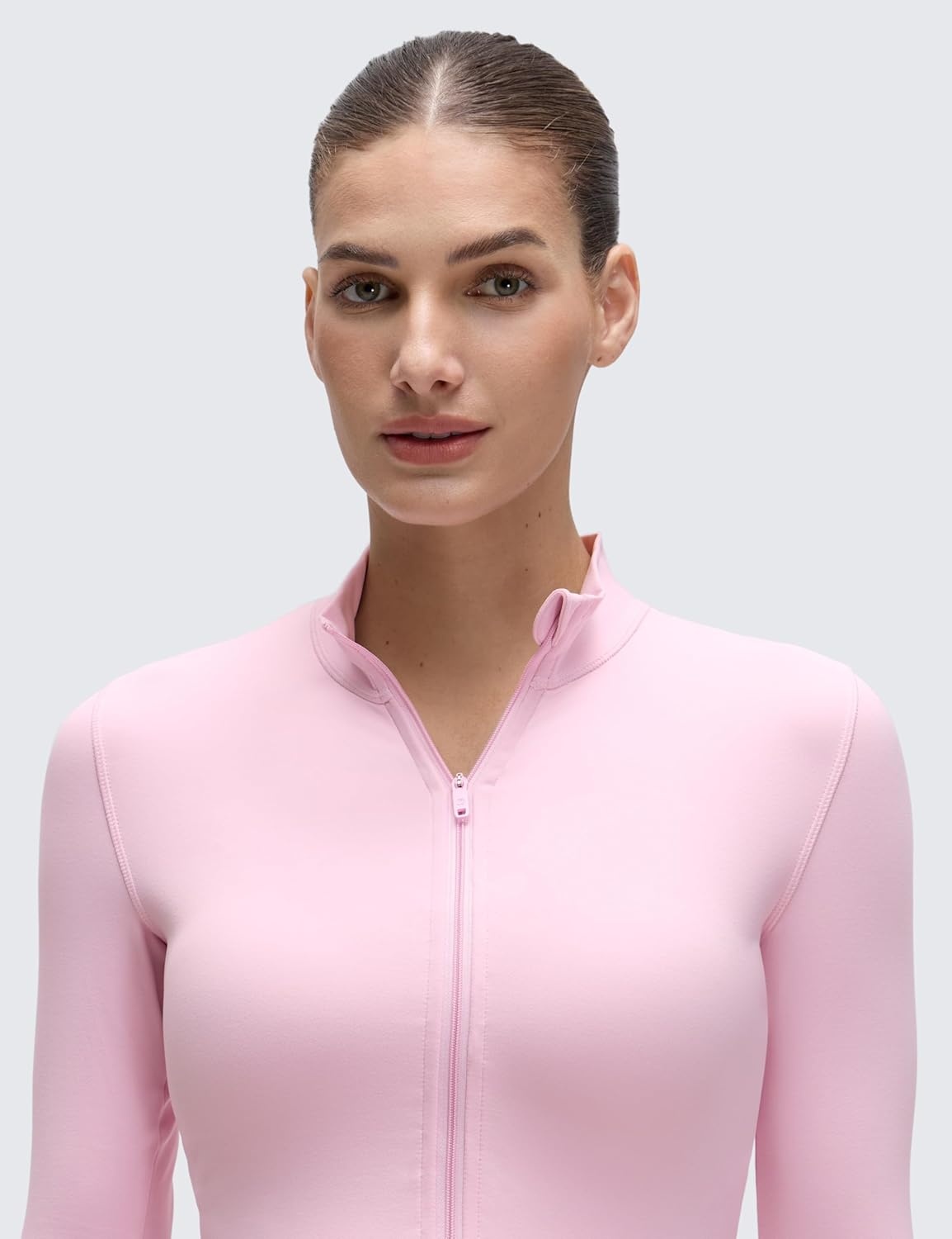 image:imageCRZ YOGA Butterluxe Cropped Athletic Jackets for Women Full Zip Up Track Tops with Thumb Holes PocketsPink Peony