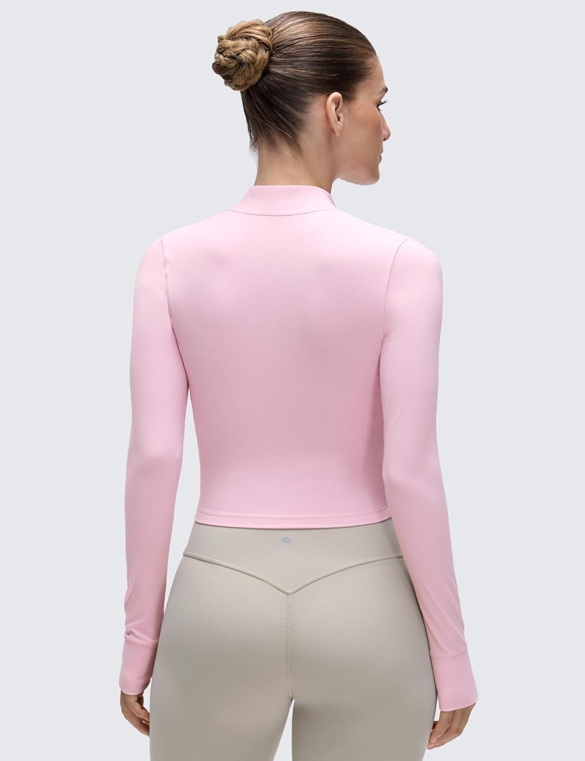 image:imageCRZ YOGA Butterluxe Cropped Athletic Jackets for Women Full Zip Up Track Tops with Thumb Holes PocketsPink Peony