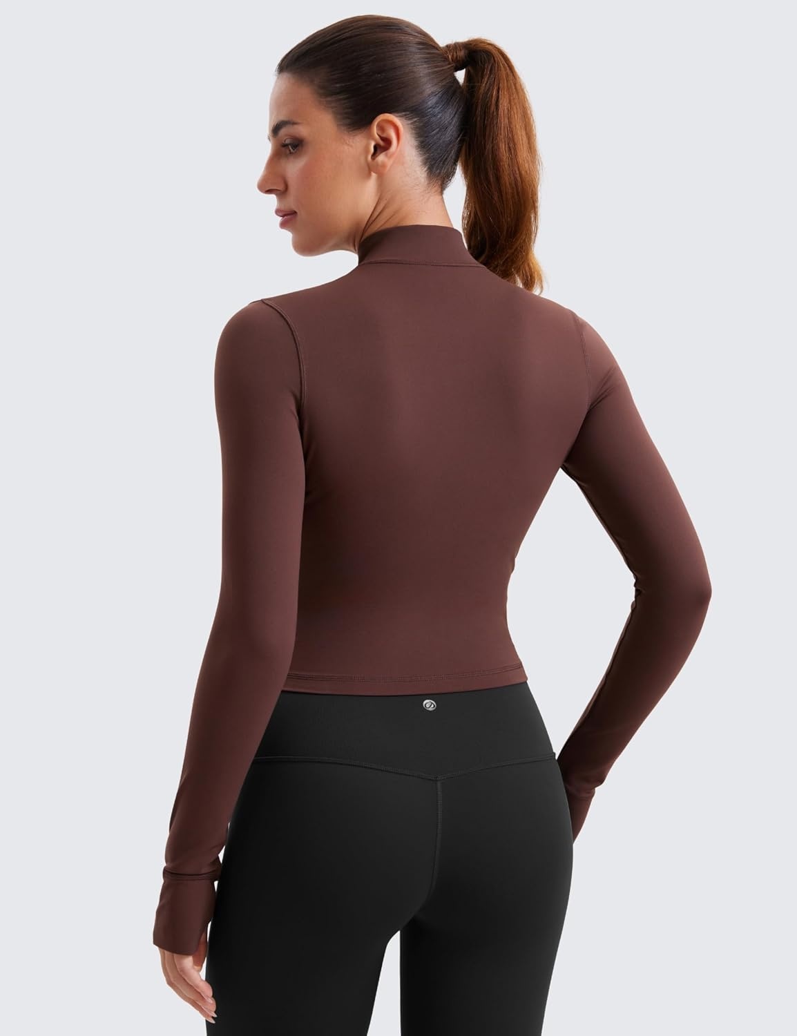 image:imageCRZ YOGA Butterluxe Cropped Athletic Jackets for Women Full Zip Up Track Tops with Thumb Holes PocketsTaupe