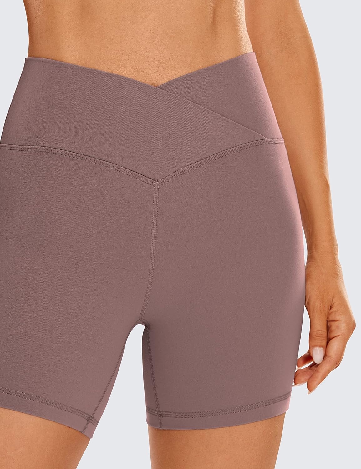 image:imageCRZ YOGA Butterluxe Crossover Biker Shorts 5 Criss Cross High Waisted Workout Yoga Buttery Soft WomensMauve
