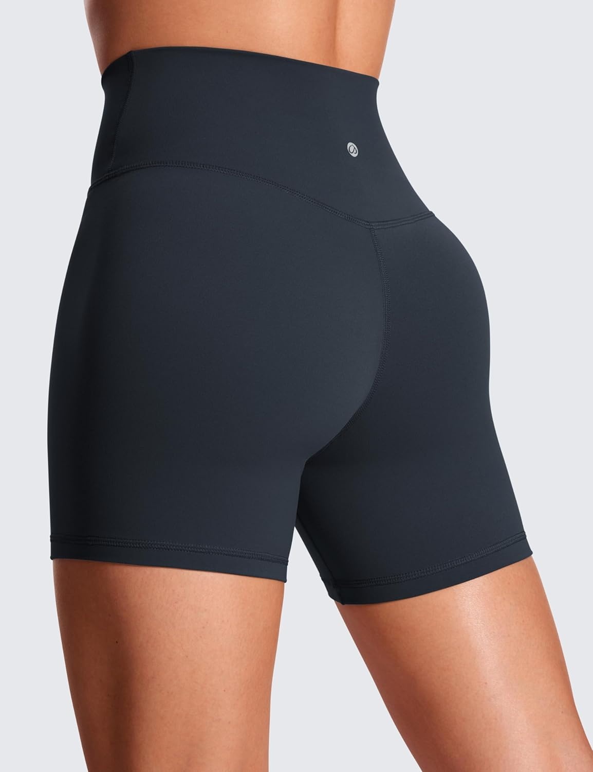 image:imageCRZ YOGA Butterluxe Crossover Biker Shorts 5 Criss Cross High Waisted Workout Yoga Buttery Soft WomensTrue Navy
