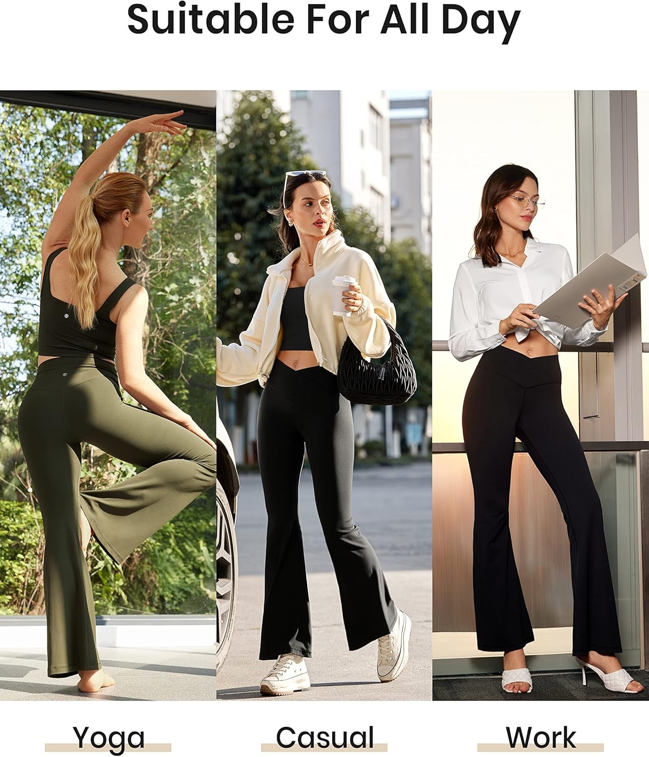 image:imageCRZ YOGA Butterluxe Crossover Flare Leggings 293133 High Waist V Cross Bootcut Bell Bottoms Yoga Pants for WomenBlack
