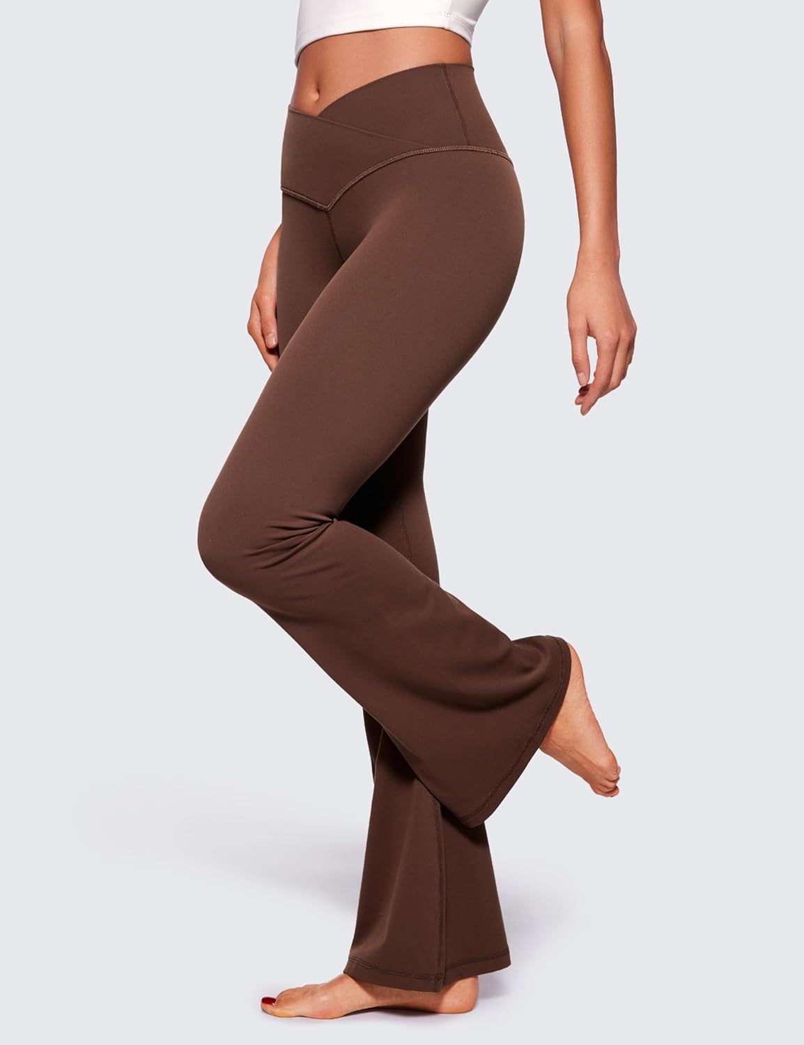 image:imageCRZ YOGA Butterluxe Crossover Flare Leggings 293133 High Waist V Cross Bootcut Bell Bottoms Yoga Pants for WomenCoffee Brown