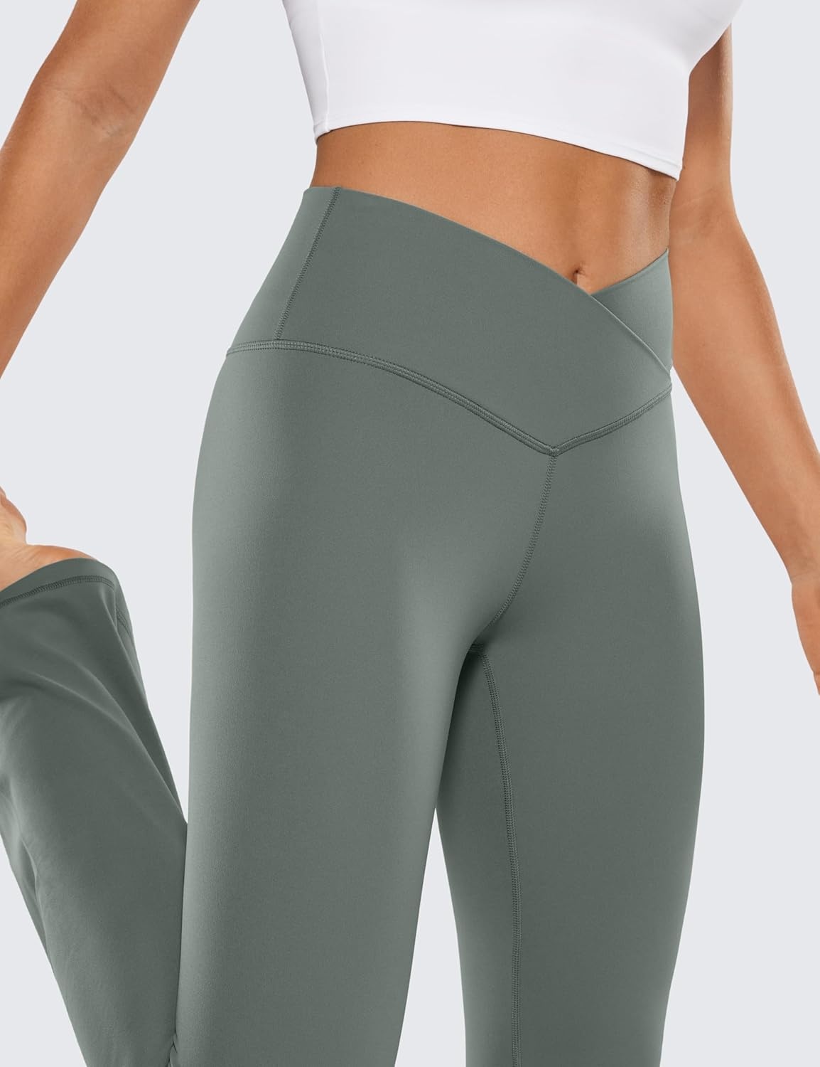 image:imageCRZ YOGA Butterluxe Crossover Flare Leggings 293133 High Waist V Cross Bootcut Bell Bottoms Yoga Pants for WomenGrey Sage