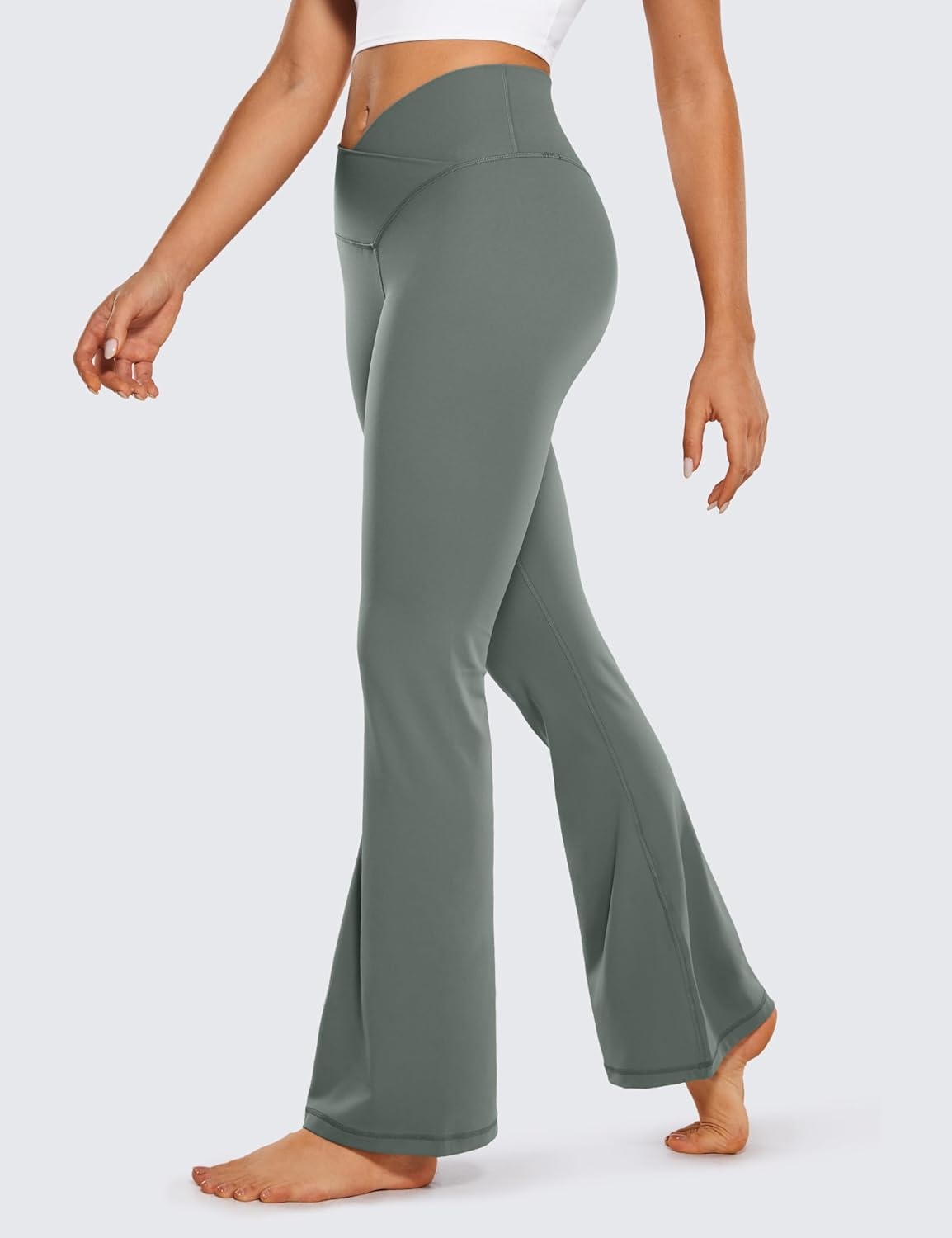 image:imageCRZ YOGA Butterluxe Crossover Flare Leggings 293133 High Waist V Cross Bootcut Bell Bottoms Yoga Pants for WomenGrey Sage