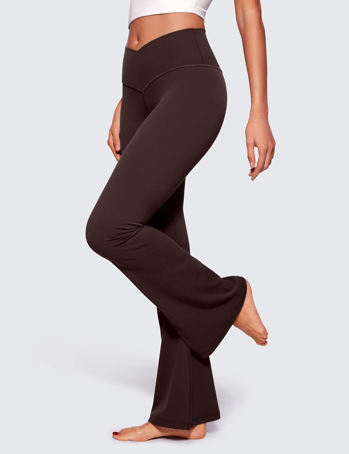 image:imageCRZ YOGA Butterluxe Crossover Flare Leggings 293133 High Waist V Cross Bootcut Bell Bottoms Yoga Pants for WomenHot Fudge Brown