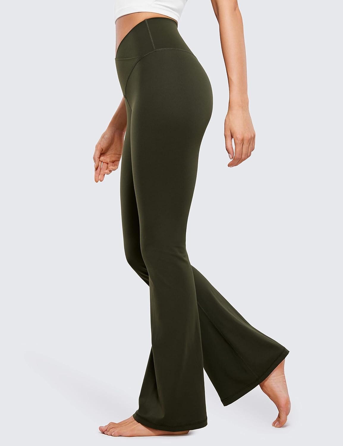 image:imageCRZ YOGA Butterluxe Crossover Flare Leggings 293133 High Waist V Cross Bootcut Bell Bottoms Yoga Pants for WomenOlive Green