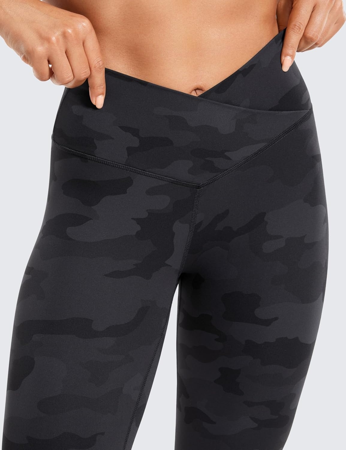 image:imageCRZ YOGA Butterluxe Crossover Waist Leggings 25 V Crossover High Waisted Gym Workout Yoga WomensDark Grey Camouflage 2
