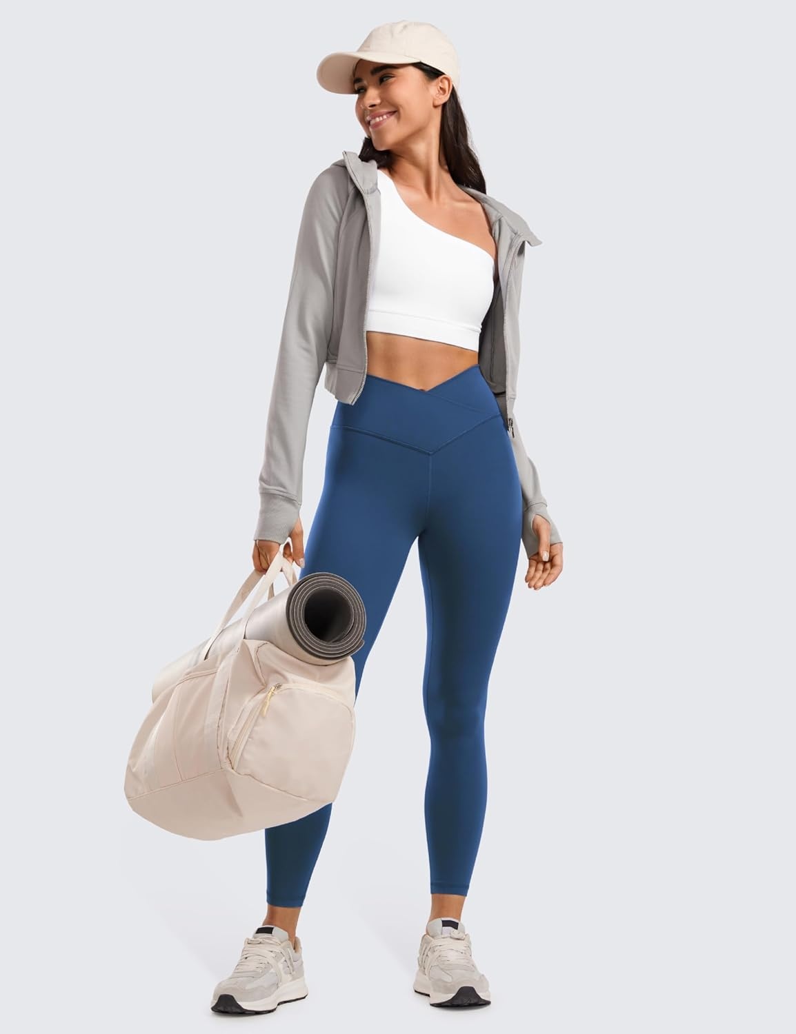 image:imageCRZ YOGA Butterluxe Crossover Waist Leggings 25 V Crossover High Waisted Gym Workout Yoga WomensFrench Navy