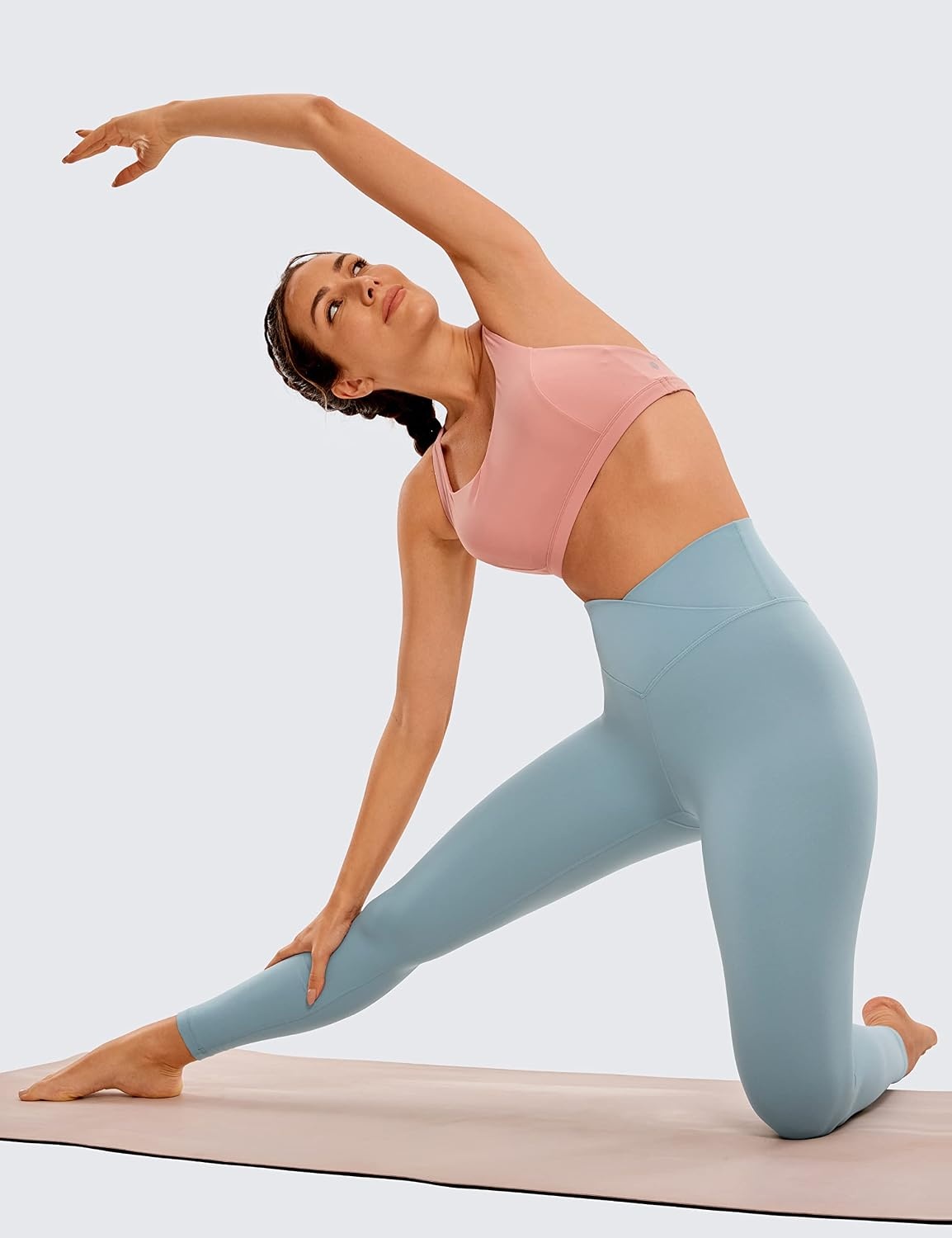 image:imageCRZ YOGA Butterluxe Crossover Waist Leggings 25 V Crossover High Waisted Gym Workout Yoga WomensLight Grayish Blue