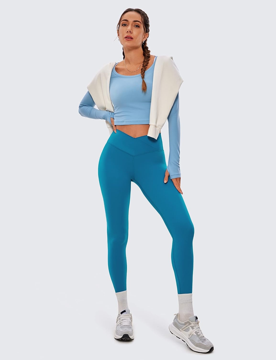 image:imageCRZ YOGA Butterluxe Crossover Waist Leggings 25 V Crossover High Waisted Gym Workout Yoga WomensSupersonic Blue
