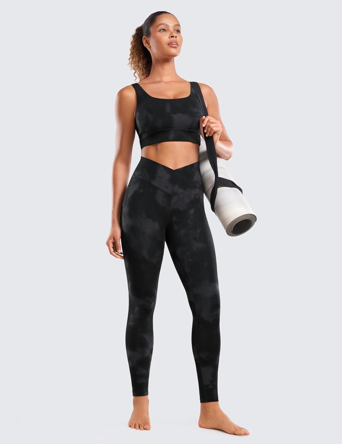 image:imageCRZ YOGA Butterluxe Crossover Waist Leggings 28 Criss Cross Full Length Workout Athletic Womens Yoga PantsBlack Tie Dye Flowers