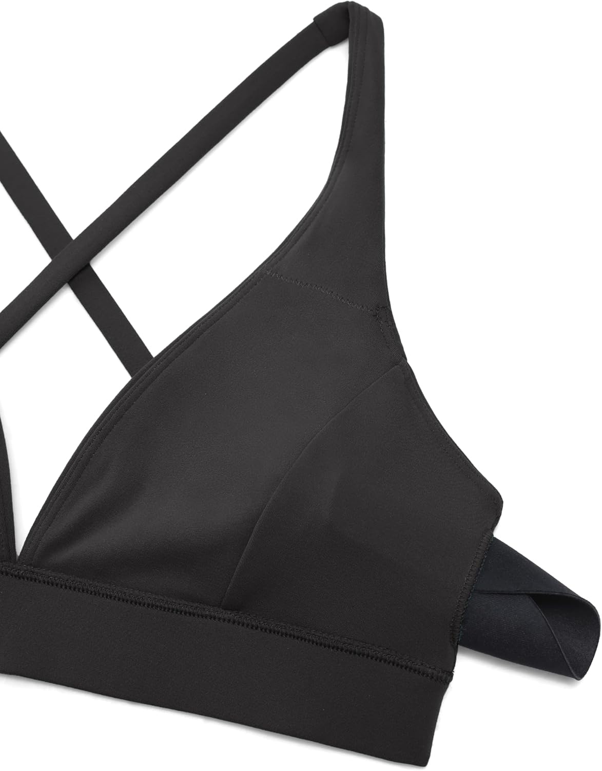 image:imageCRZ YOGA Butterluxe Deep VNeck Sports Bras for Women Spaghetti Strap Criss Cross Padded Top Low Coverage Wireless YogaBlack