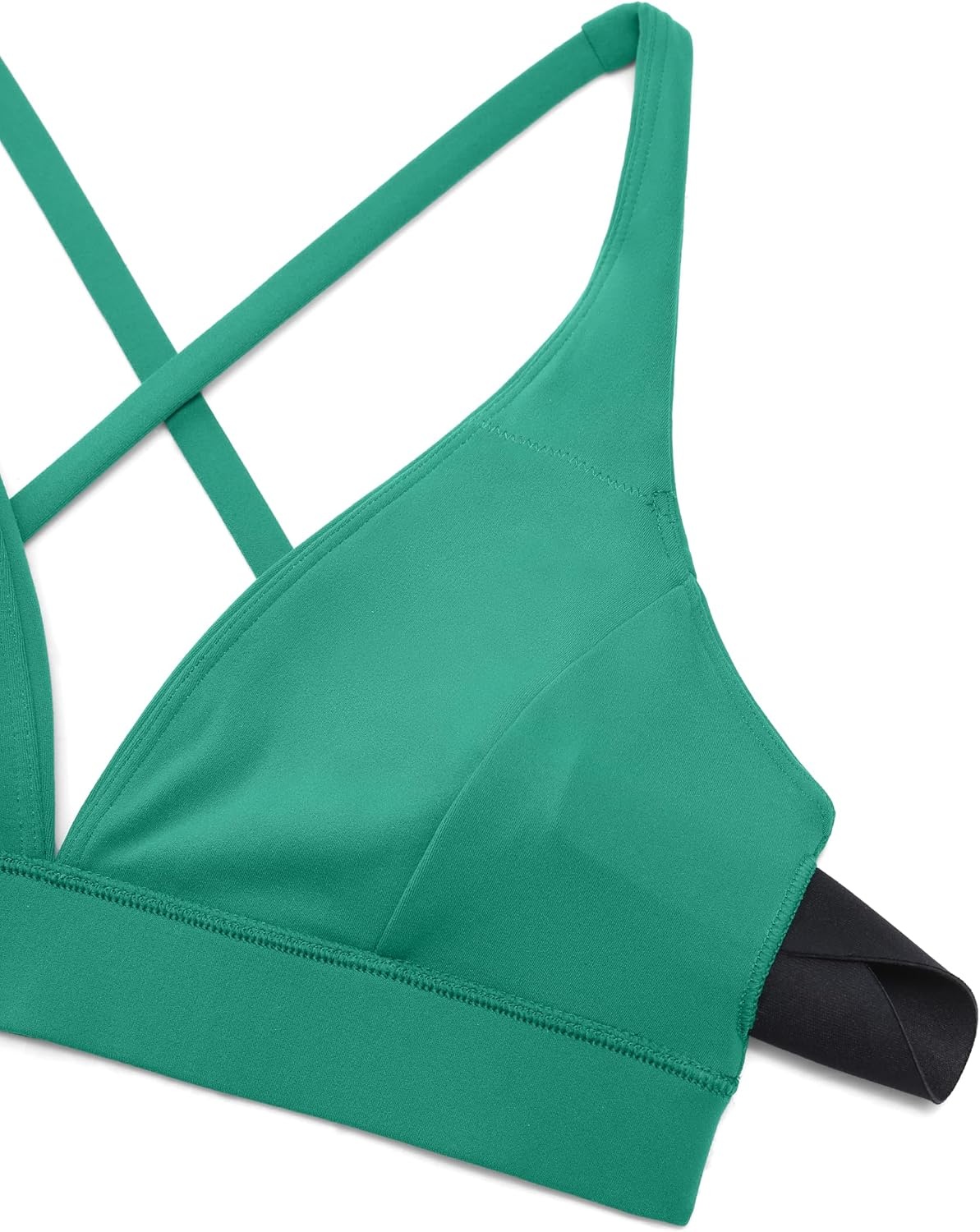 image:imageCRZ YOGA Butterluxe Deep VNeck Sports Bras for Women Spaghetti Strap Criss Cross Padded Top Low Coverage Wireless YogaCascadia Green