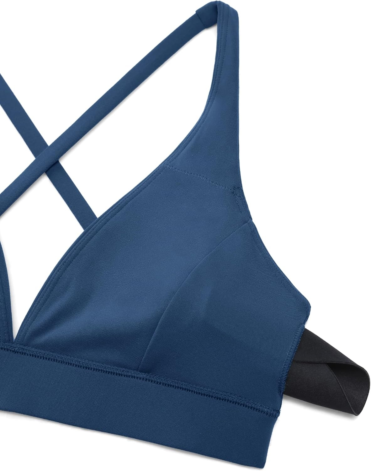 image:imageCRZ YOGA Butterluxe Deep VNeck Sports Bras for Women Spaghetti Strap Criss Cross Padded Top Low Coverage Wireless YogaFrench Navy