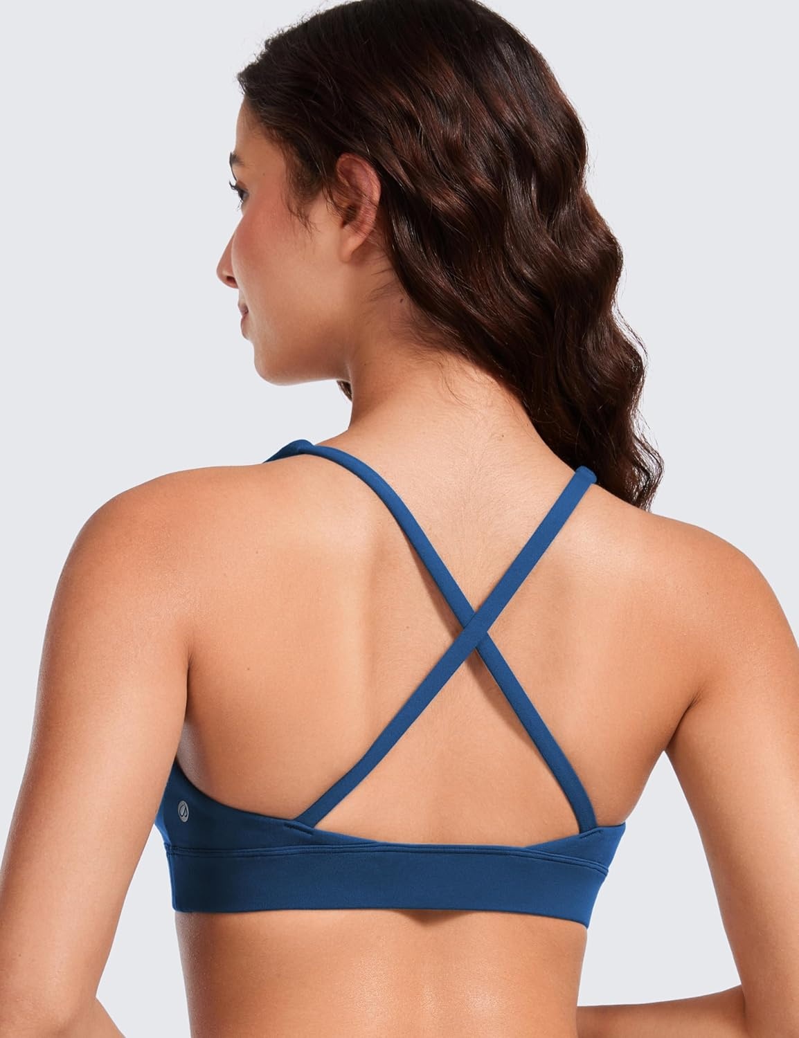 image:imageCRZ YOGA Butterluxe Deep VNeck Sports Bras for Women Spaghetti Strap Criss Cross Padded Top Low Coverage Wireless YogaFrench Navy