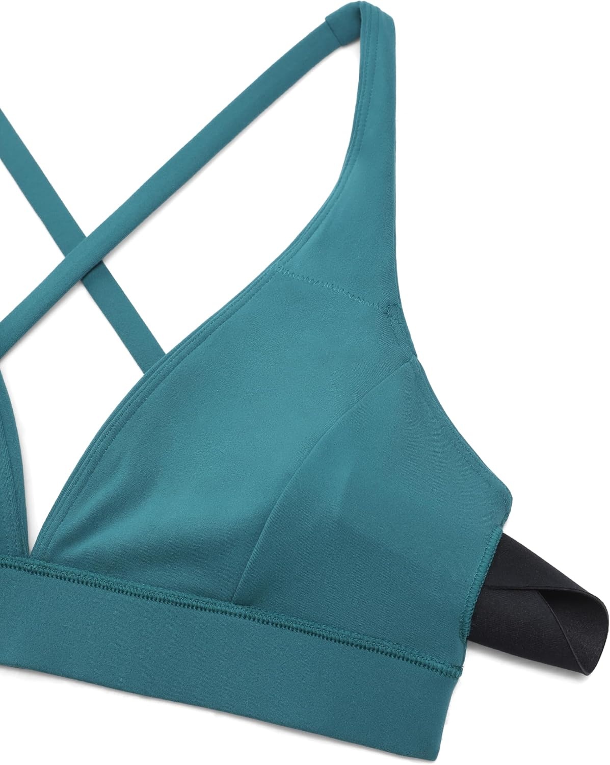 image:imageCRZ YOGA Butterluxe Deep VNeck Sports Bras for Women Spaghetti Strap Criss Cross Padded Top Low Coverage Wireless YogaGreen Jade