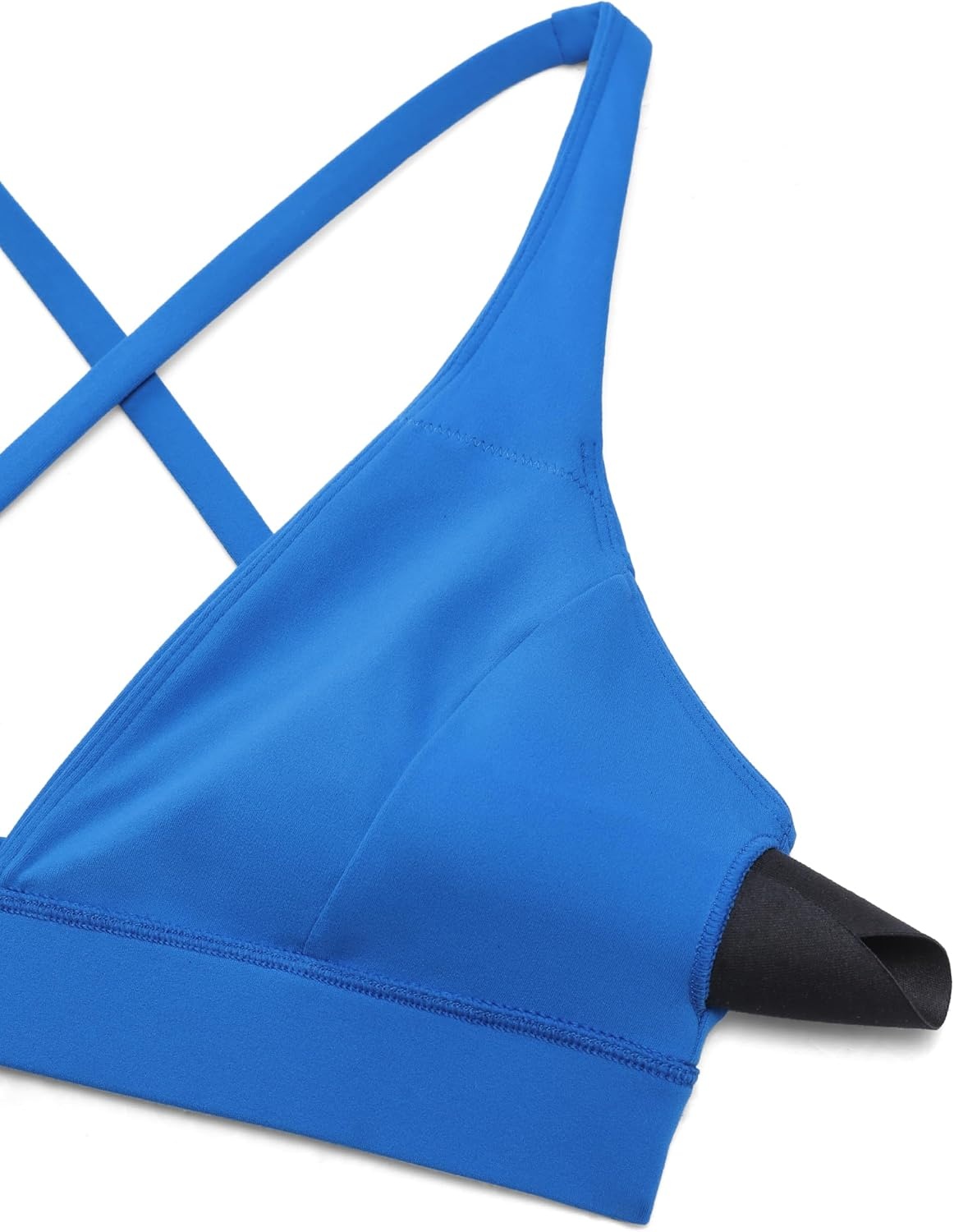 image:imageCRZ YOGA Butterluxe Deep VNeck Sports Bras for Women Spaghetti Strap Criss Cross Padded Top Low Coverage Wireless YogaSparkle Blue