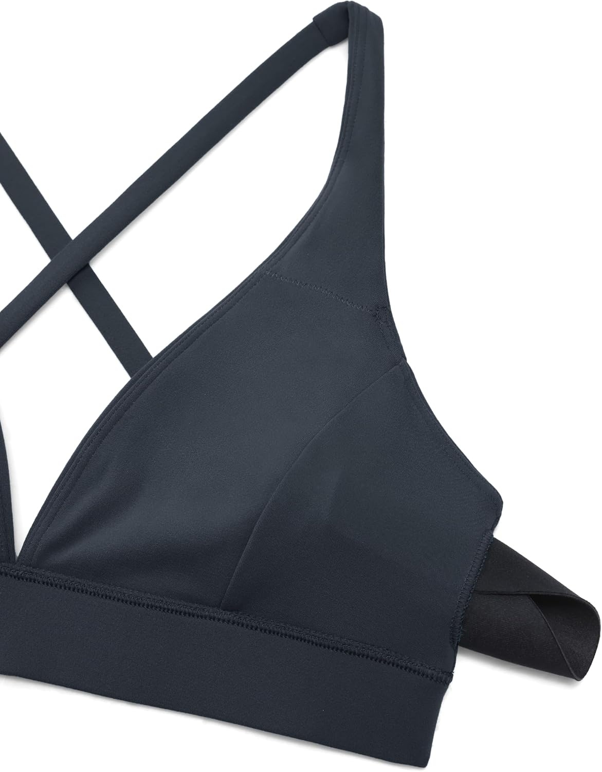 image:imageCRZ YOGA Butterluxe Deep VNeck Sports Bras for Women Spaghetti Strap Criss Cross Padded Top Low Coverage Wireless YogaTrue Navy
