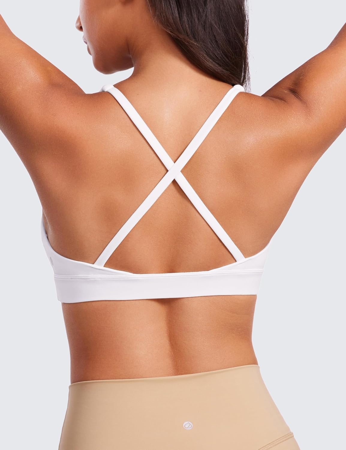 image:imageCRZ YOGA Butterluxe Deep VNeck Sports Bras for Women Spaghetti Strap Criss Cross Padded Top Low Coverage Wireless YogaWhite