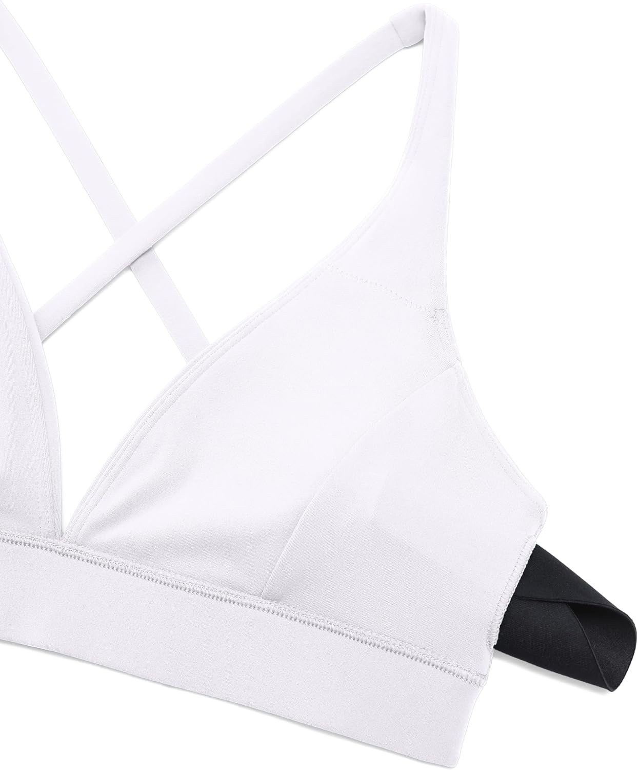 image:imageCRZ YOGA Butterluxe Deep VNeck Sports Bras for Women Spaghetti Strap Criss Cross Padded Top Low Coverage Wireless YogaWhite