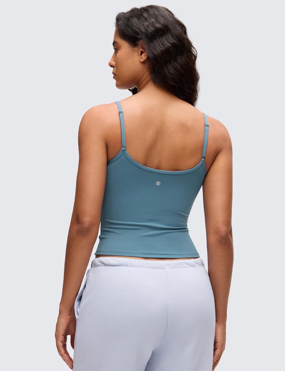 image:imageCRZ YOGA Butterluxe Double Lined Cami Tank Tops for Women Yoga Casual Going Out Soft Scoop Neck Summer Sleeveless ShirtBlue Ashes