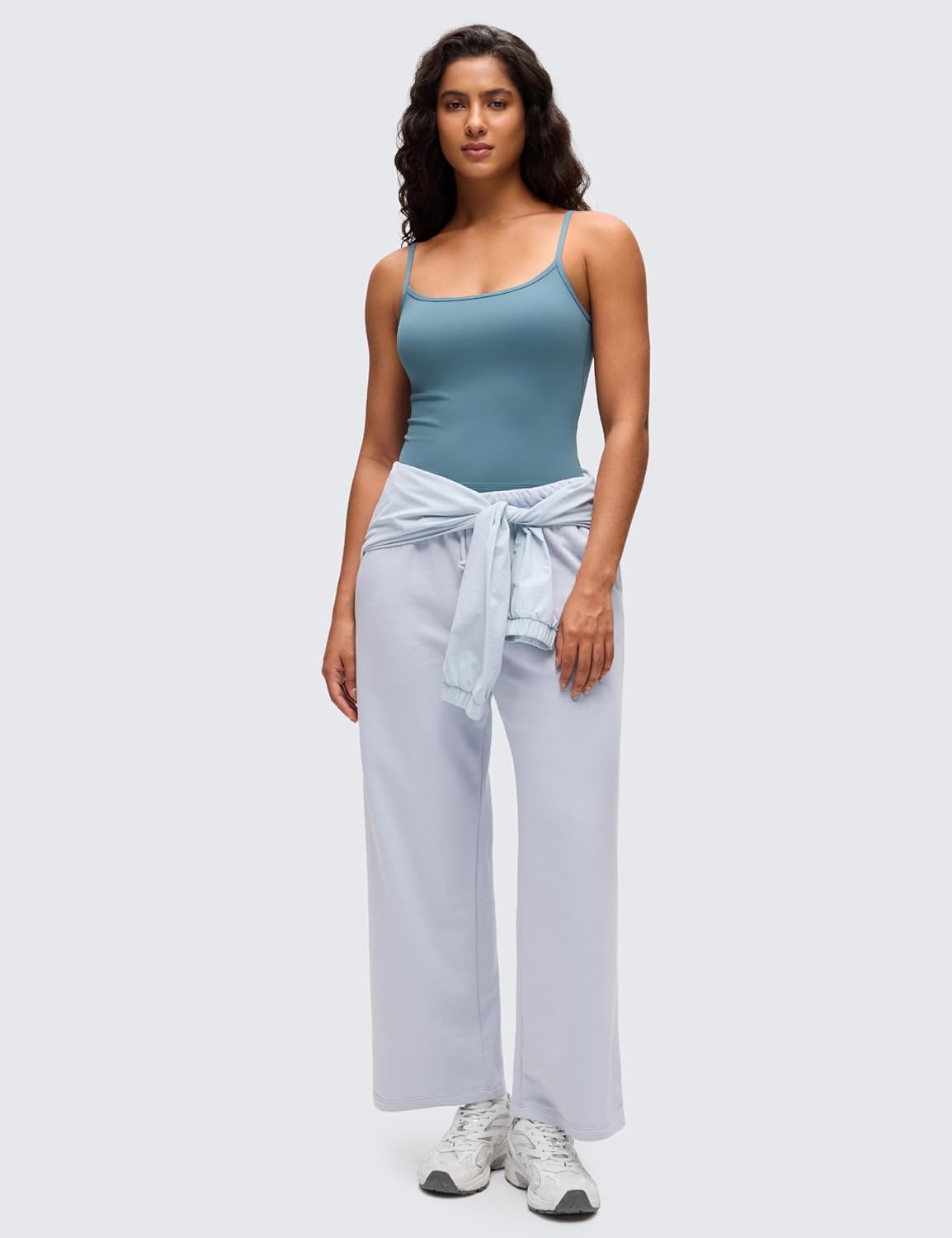 image:imageCRZ YOGA Butterluxe Double Lined Cami Tank Tops for Women Yoga Casual Going Out Soft Scoop Neck Summer Sleeveless ShirtBlue Ashes